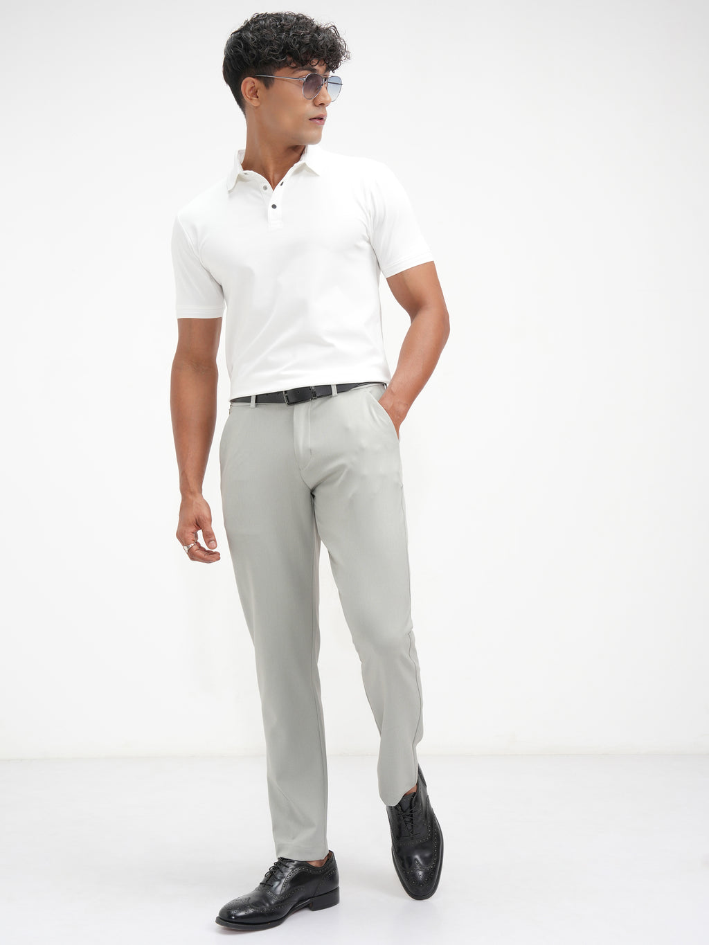 Highlander Men Grey Slim Fit Solid Casual Trouser - Grey - Image 2