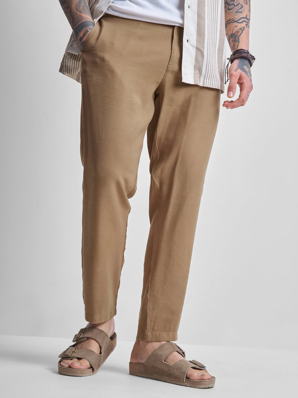 Highlander Men Brown Relaxed Fit Solid Regular Trousers - Brown - Image 1