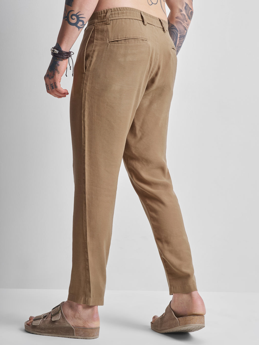Highlander Men Brown Relaxed Fit Solid Regular Trousers - Brown - Image 3