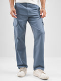 Highlander Men Blue Straight Fit Solid Cargos - Blue - Image 1