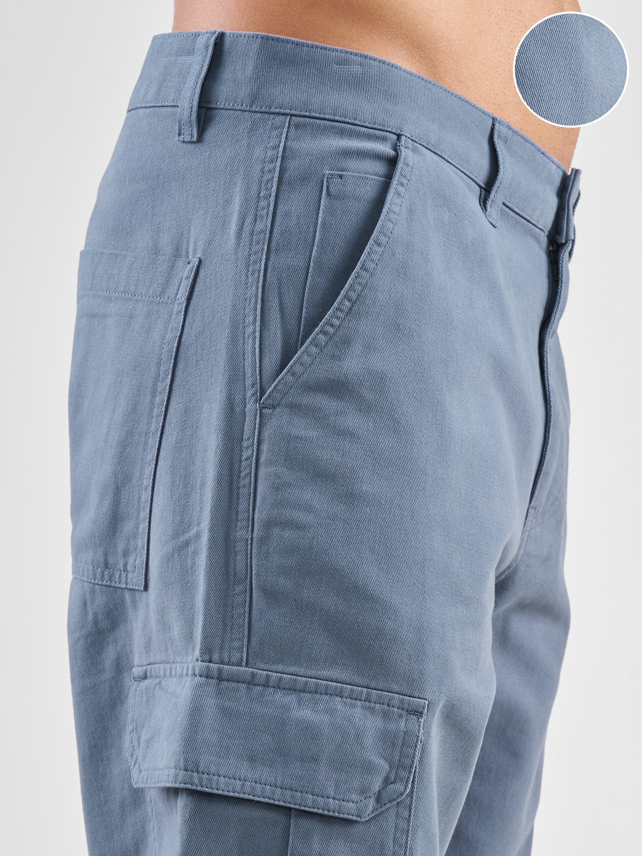 Highlander Men Blue Straight Fit Solid Cargos - Blue - Image 5