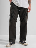 Highlander Men Olive Straight Fit Solid Cargos