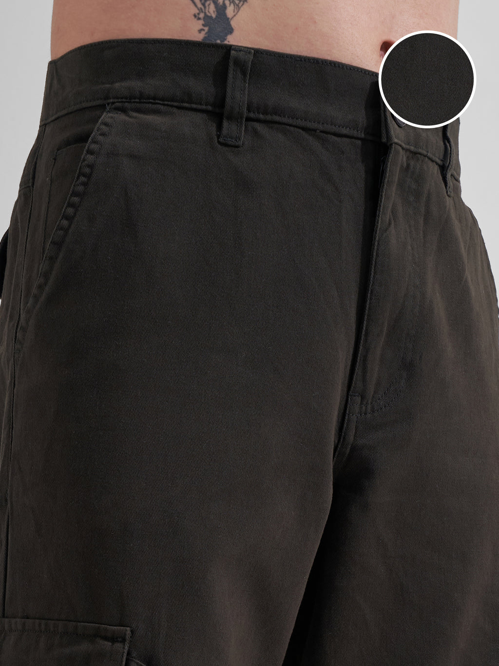 Highlander Men Olive Straight Fit Solid Cargos