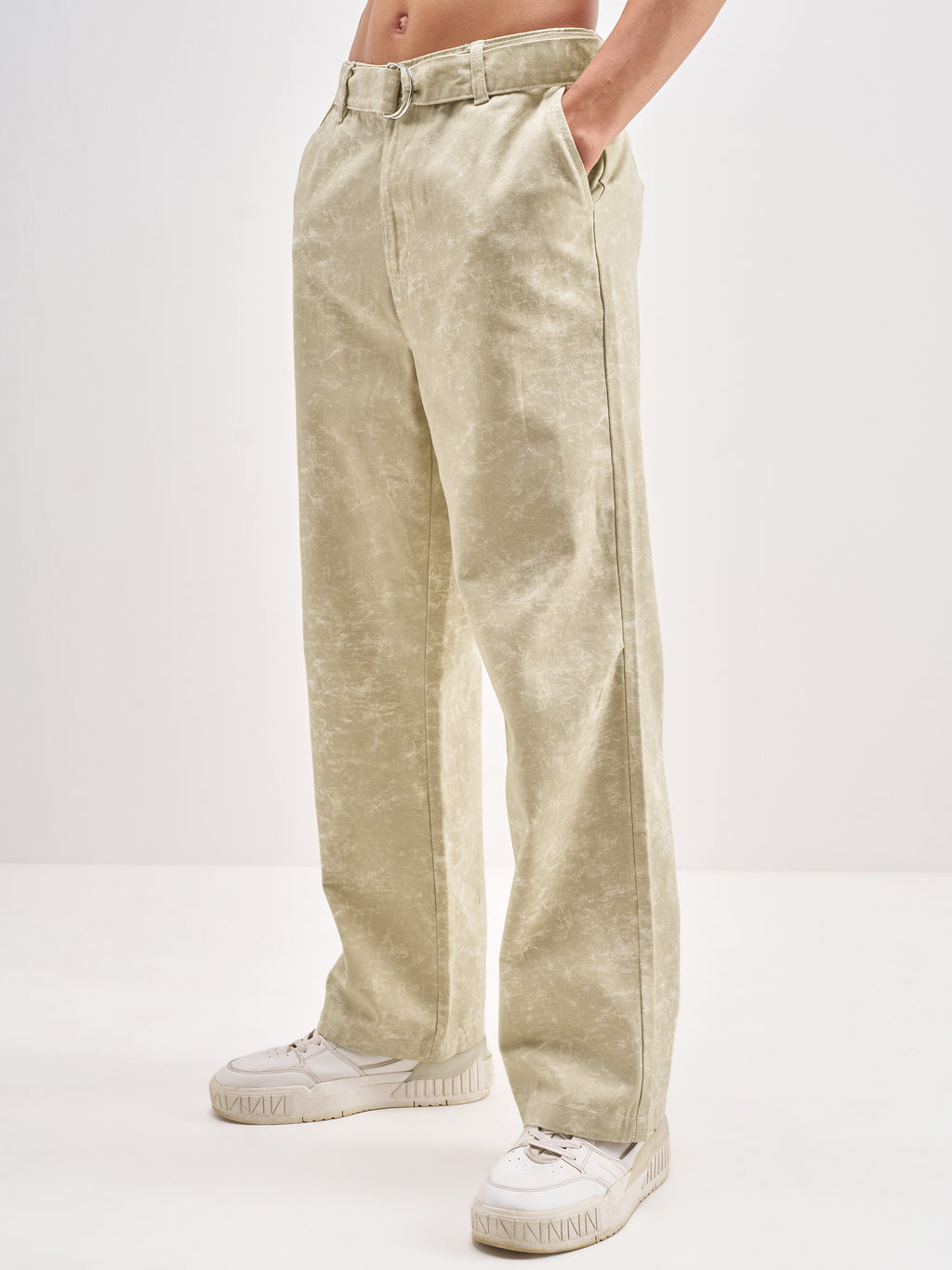 Highlander Men Beige Baggy Fit Printed Regular Trouser - Beige - Image 4