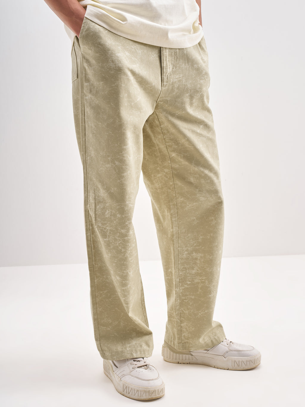 Highlander Men Beige Baggy Fit Printed Regular Trouser - Beige - Image 6