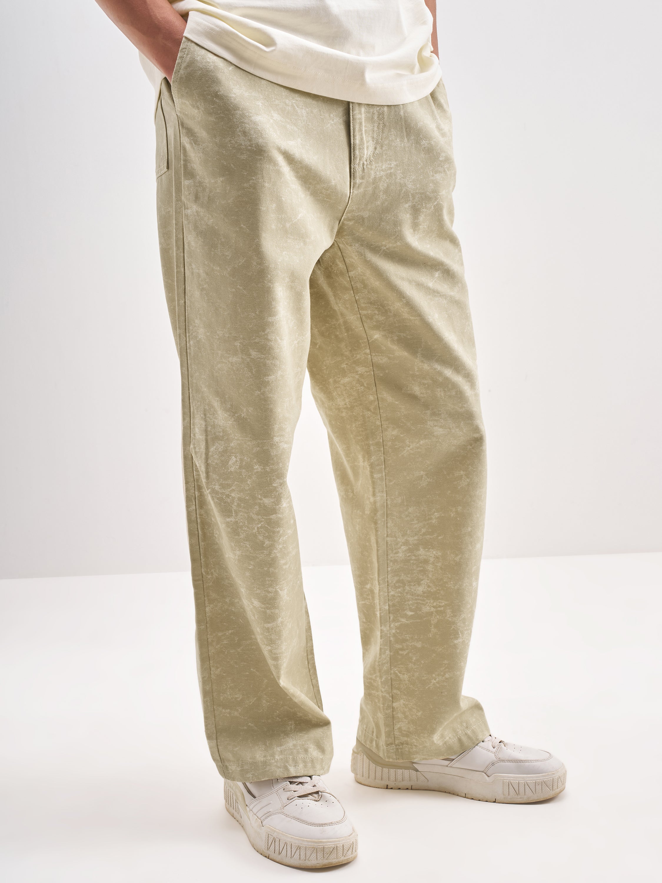 Highlander Men Beige Baggy Fit Printed Regular Trouser - Beige - Image 6