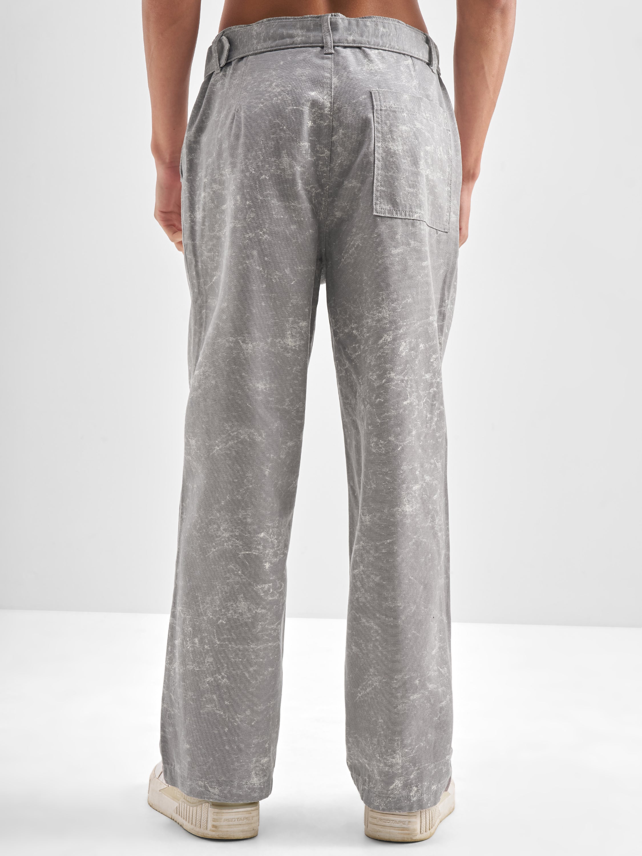 Highlander Men Grey Baggy Fit Printed Regular Trouser - Grey - Image 3