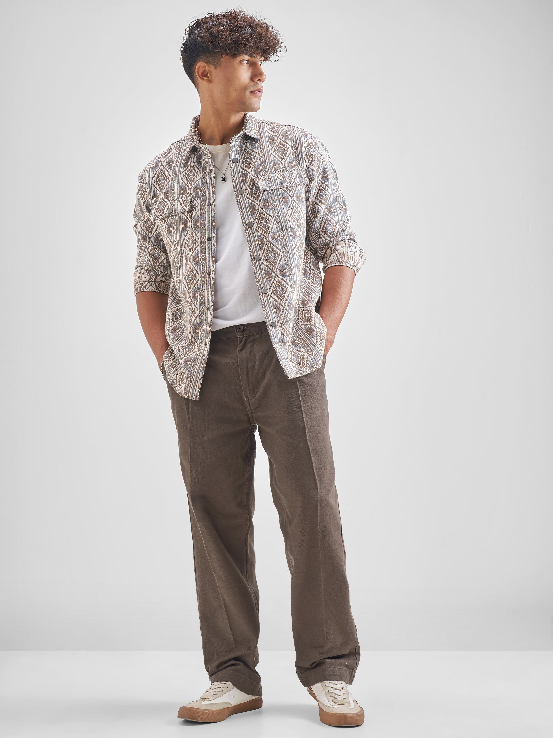 Highlander Men Brown Relaxed Fit Solid Regular Trouser - Brown - Image 2