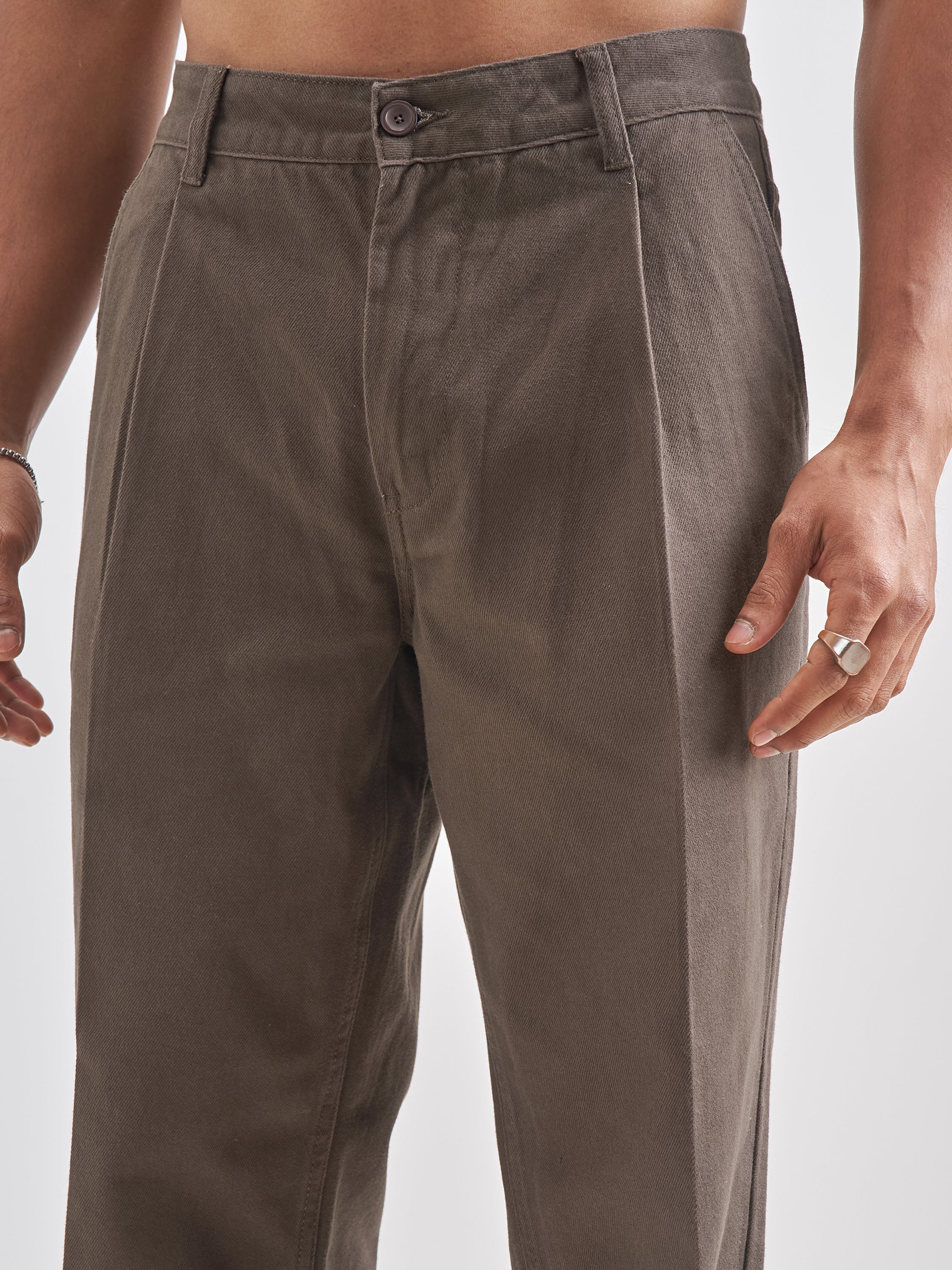 Highlander Men Brown Relaxed Fit Solid Regular Trouser - Brown - Image 5