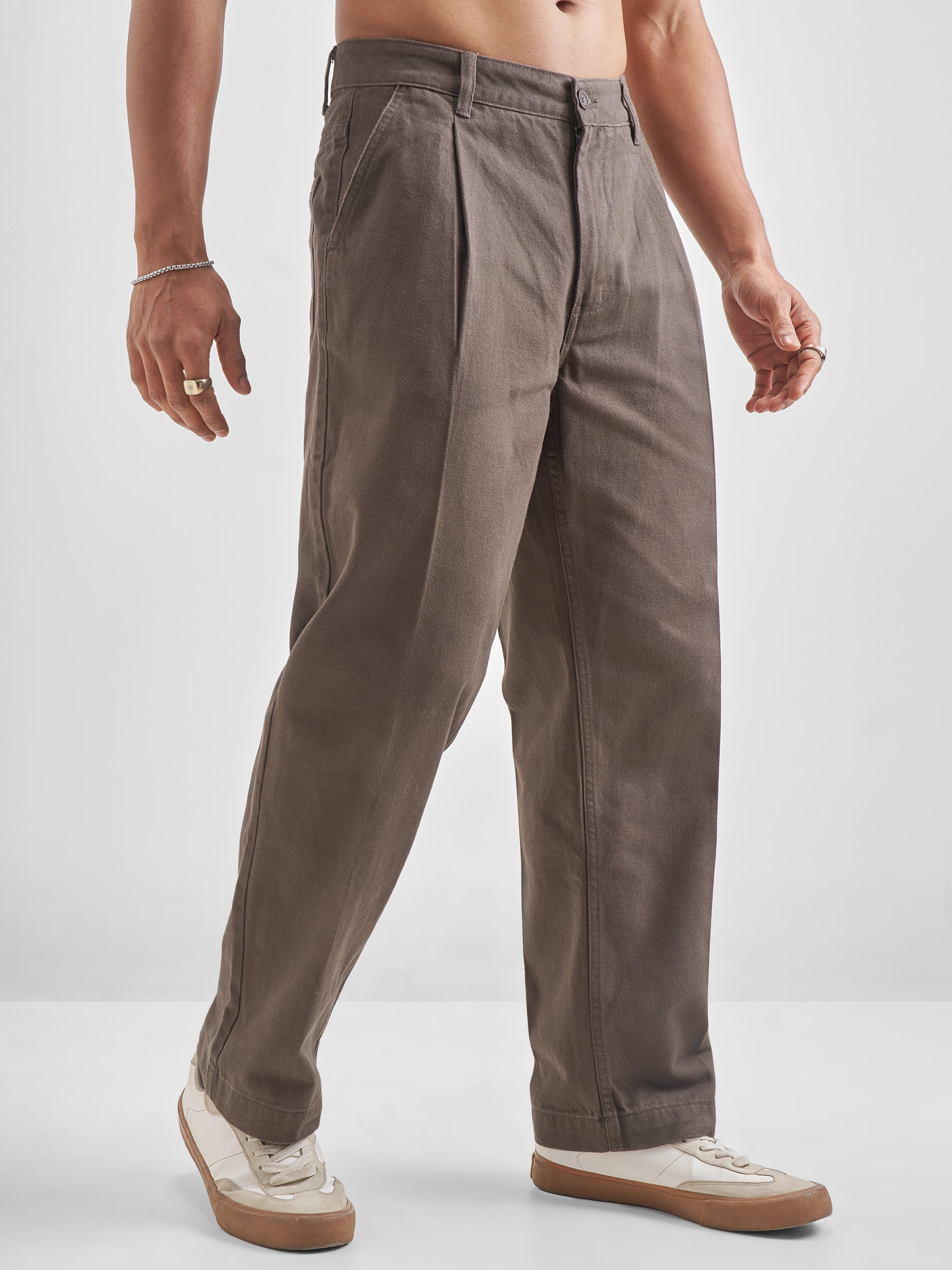 Highlander Men Brown Relaxed Fit Solid Regular Trouser - Brown - Image 6