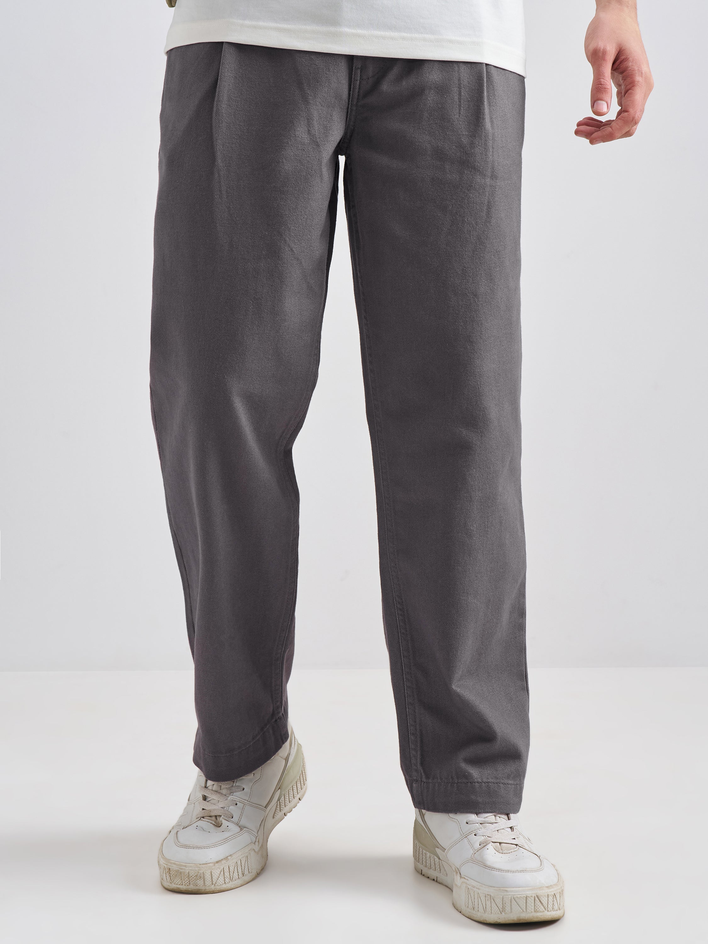 Highlander Men Grey Relaxed Fit Solid Regular Trouser - Grey - Image 1