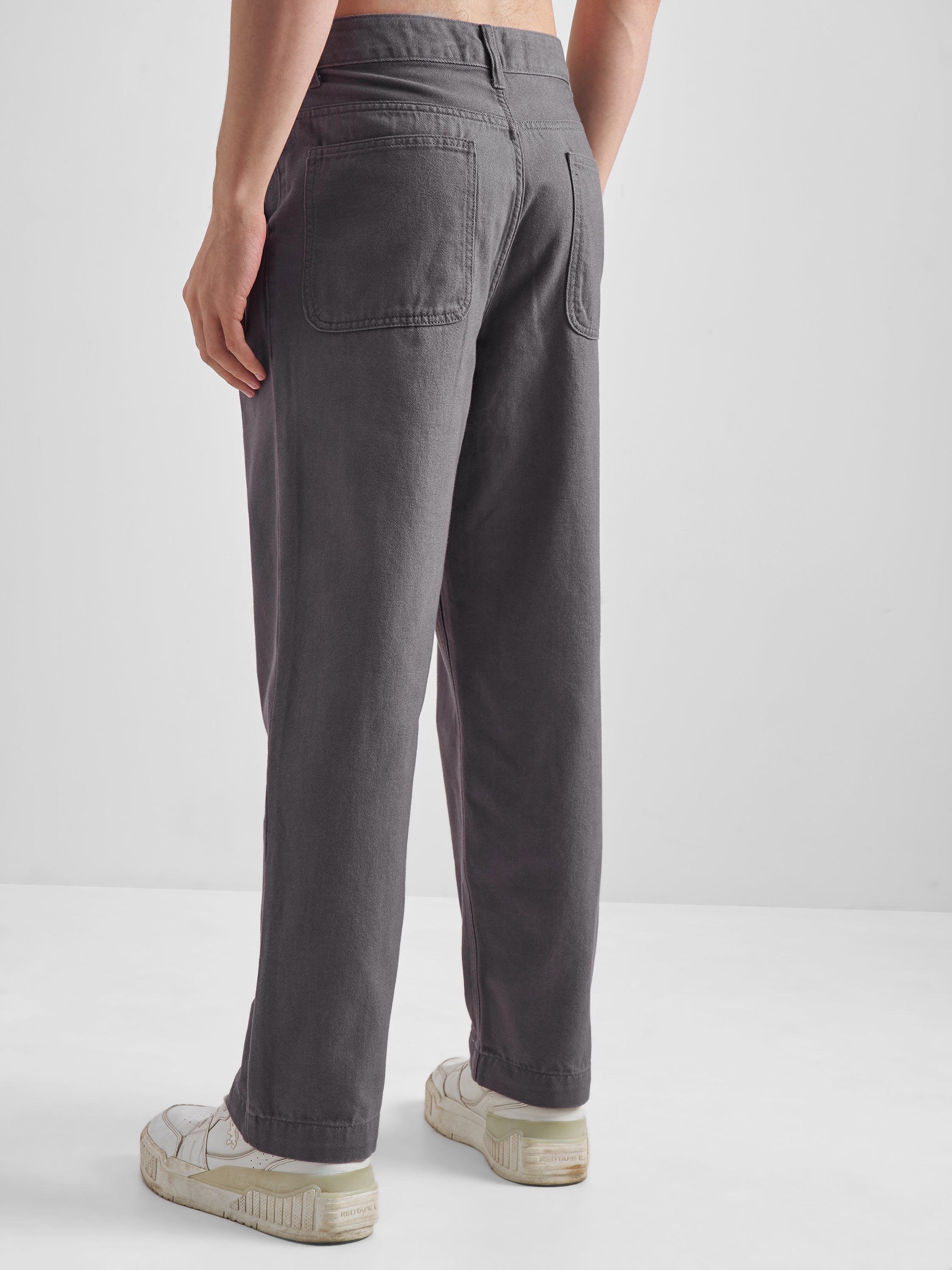 Highlander Men Grey Relaxed Fit Solid Regular Trouser - Grey - Image 3