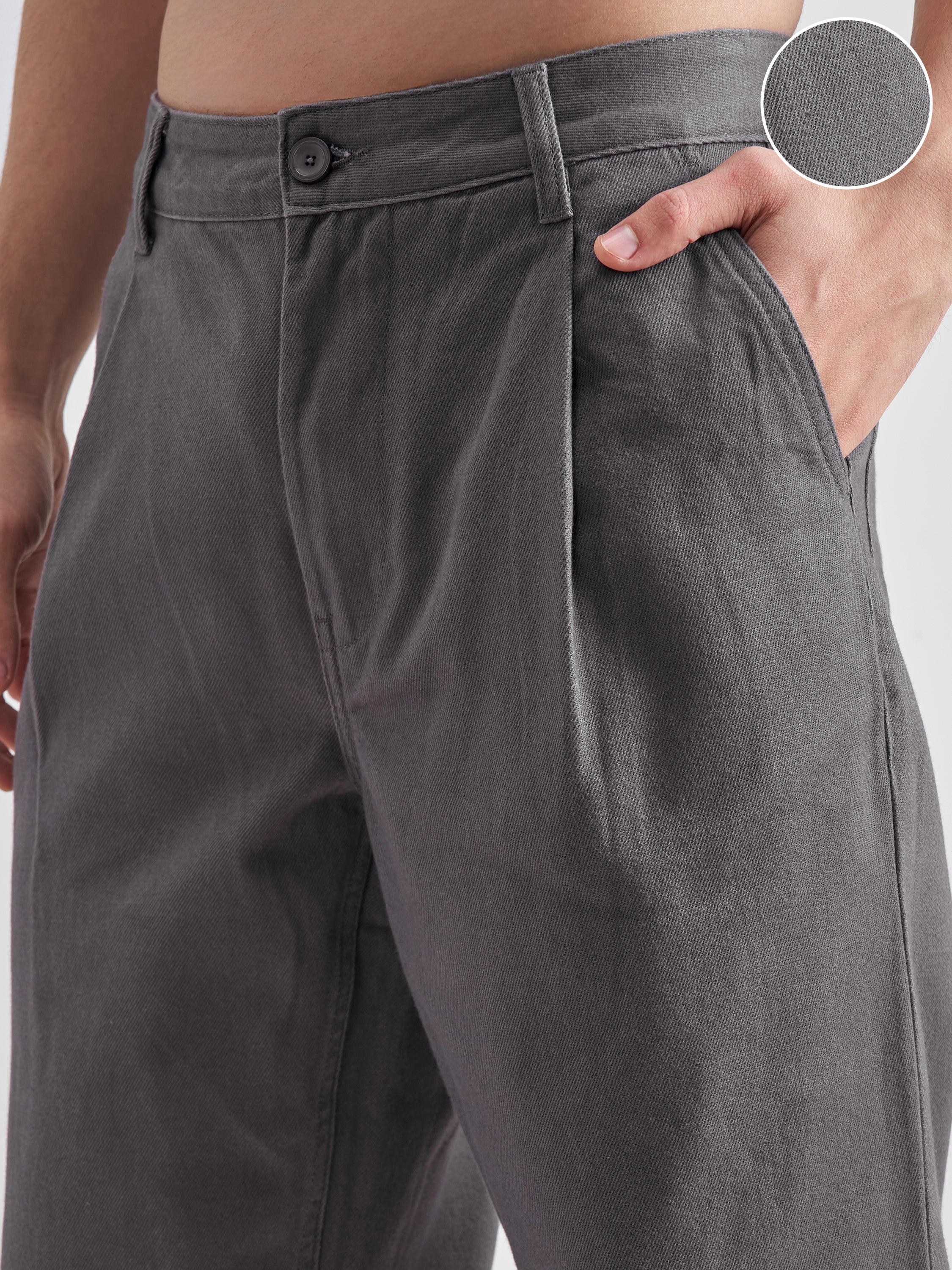 Highlander Men Grey Relaxed Fit Solid Regular Trouser - Grey - Image 5
