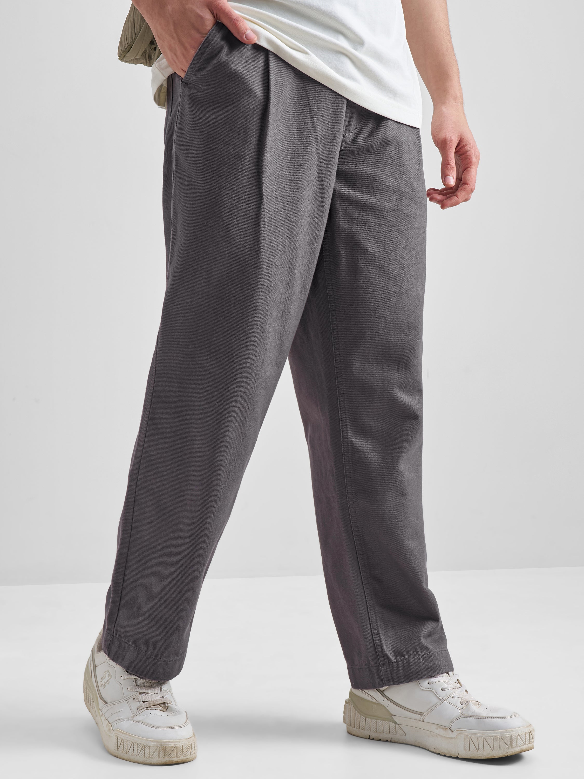 Highlander Men Grey Relaxed Fit Solid Regular Trouser - Grey - Image 6