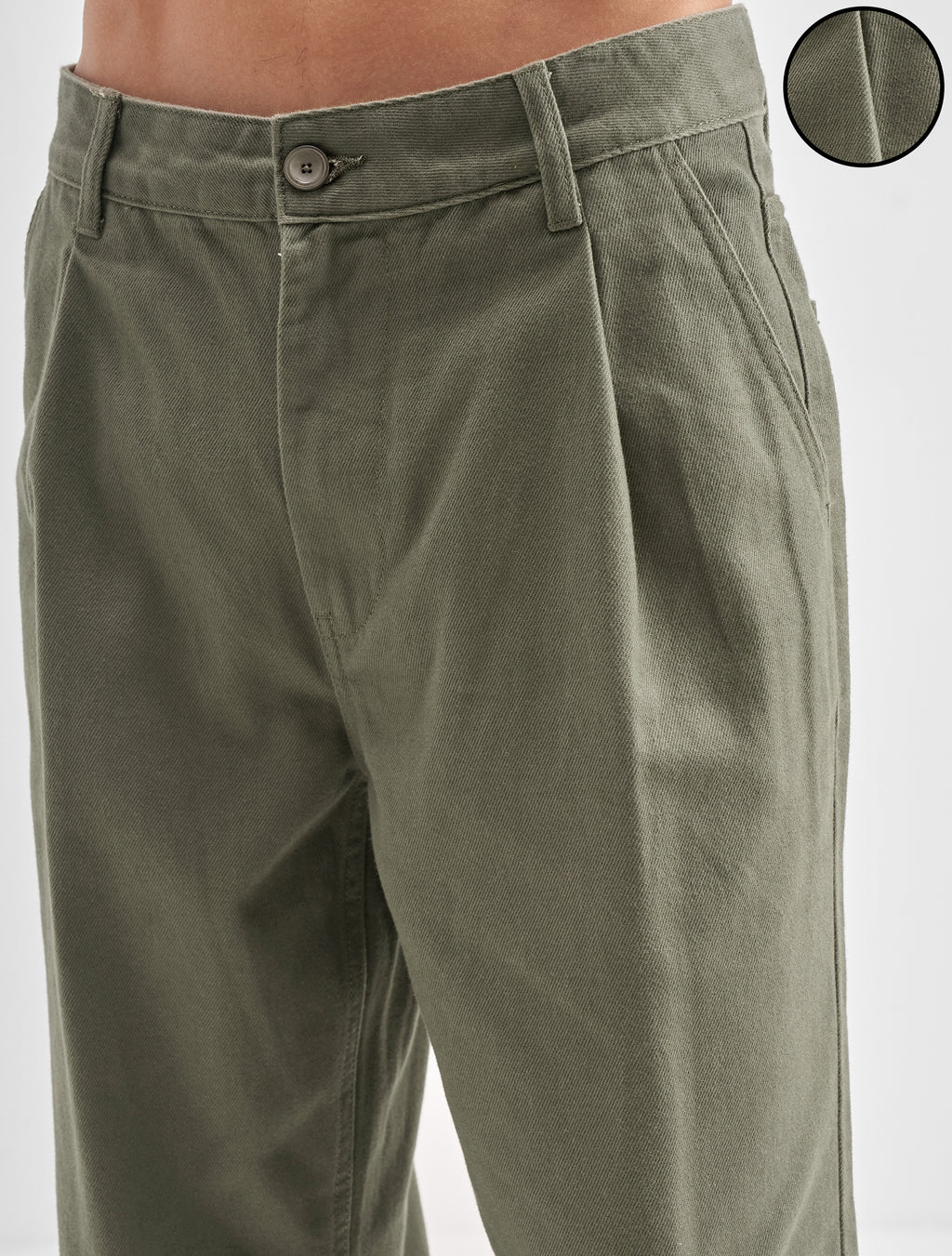 Highlander Men Olive Baggy Fit Solid Regular Trouser - Olive - Image 5