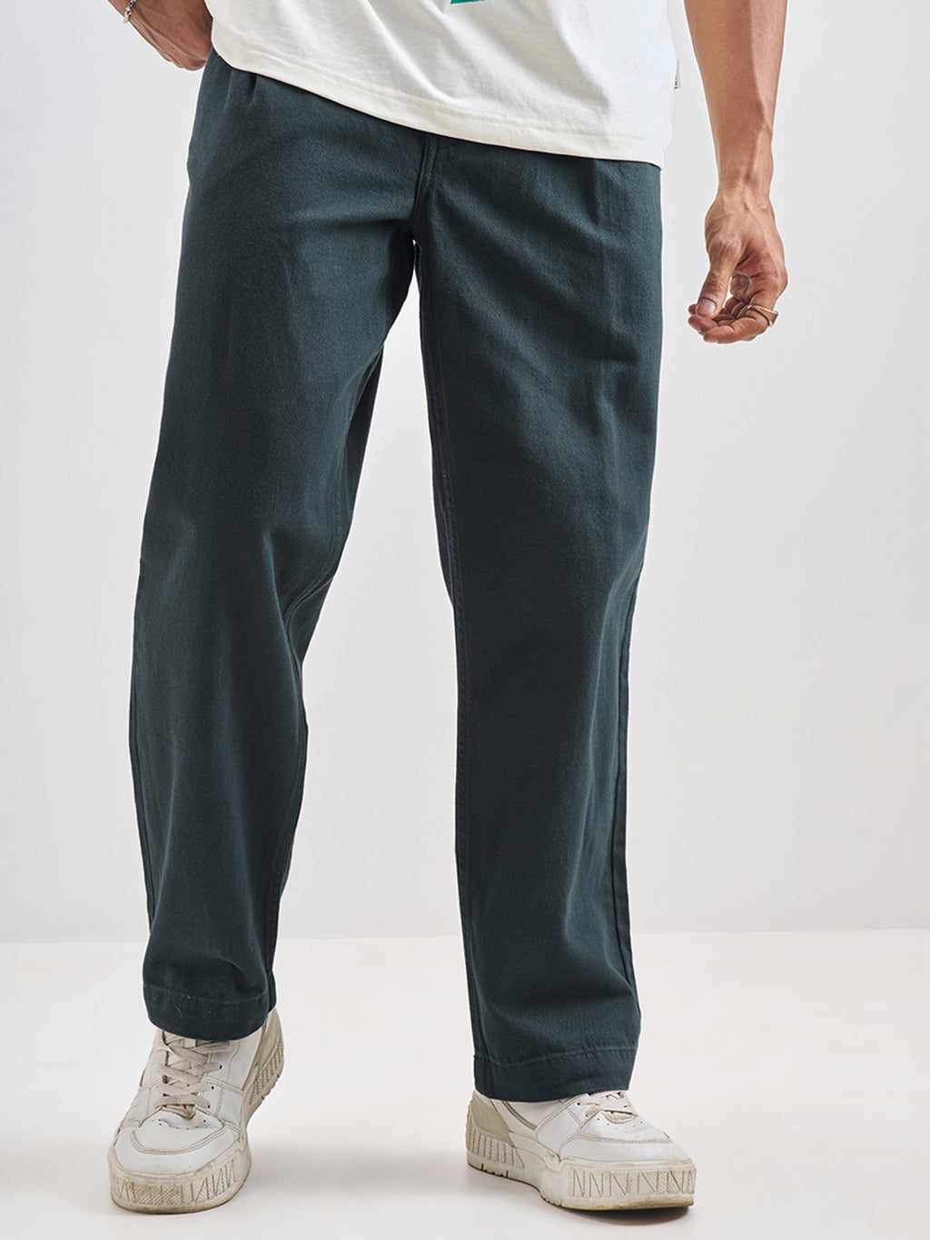 Highlander Men Blue Relaxed Fit Solid Regular Trouser - Blue - Image 1
