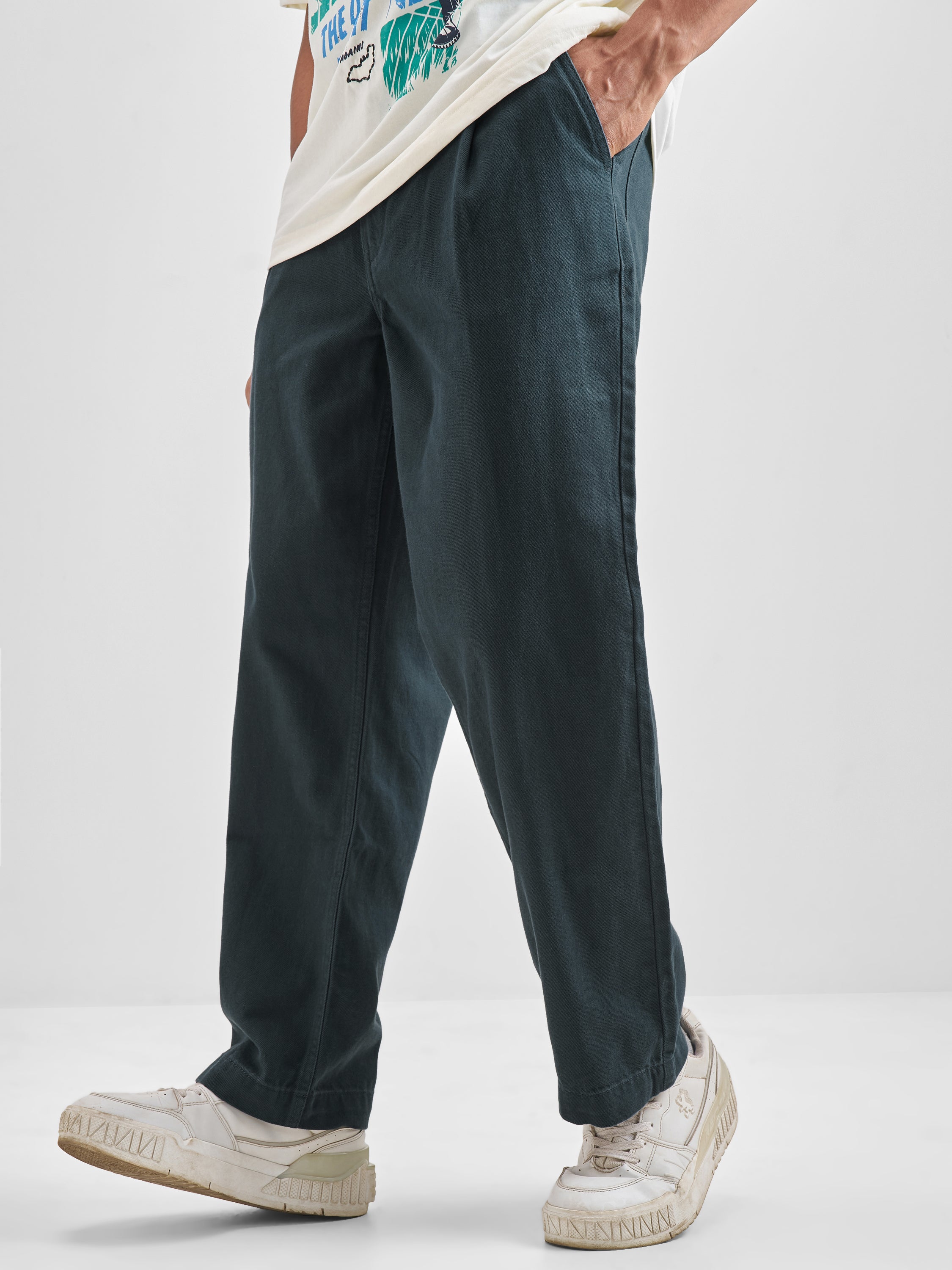 Highlander Men Blue Relaxed Fit Solid Regular Trouser - Blue - Image 4