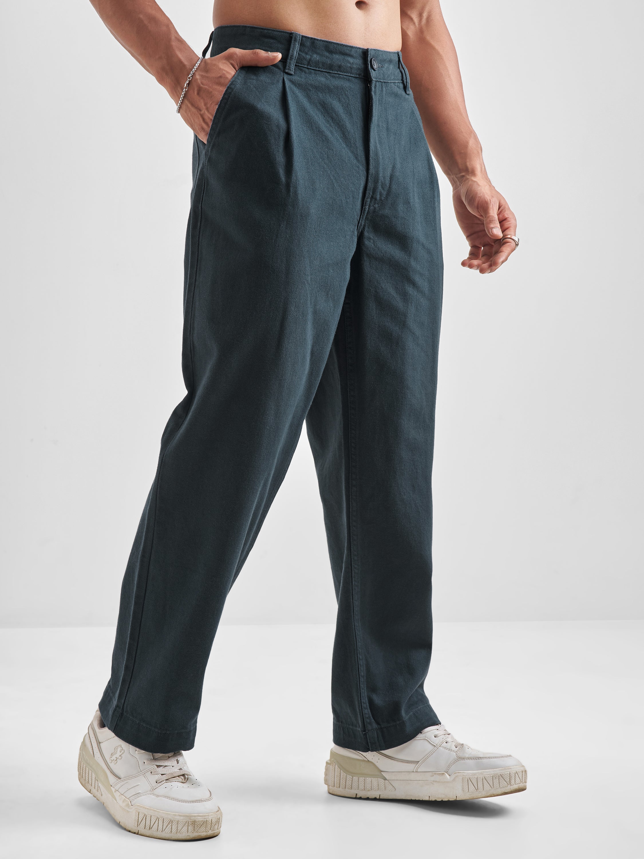 Highlander Men Blue Relaxed Fit Solid Regular Trouser - Blue - Image 6