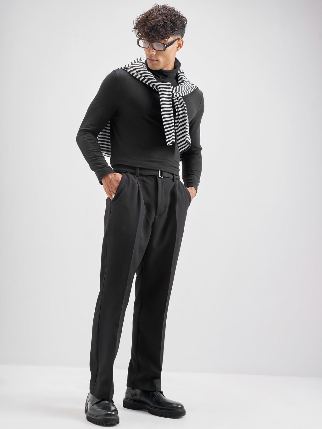 Highlander Men Black Solid Formal Trouser - Black - Image 2
