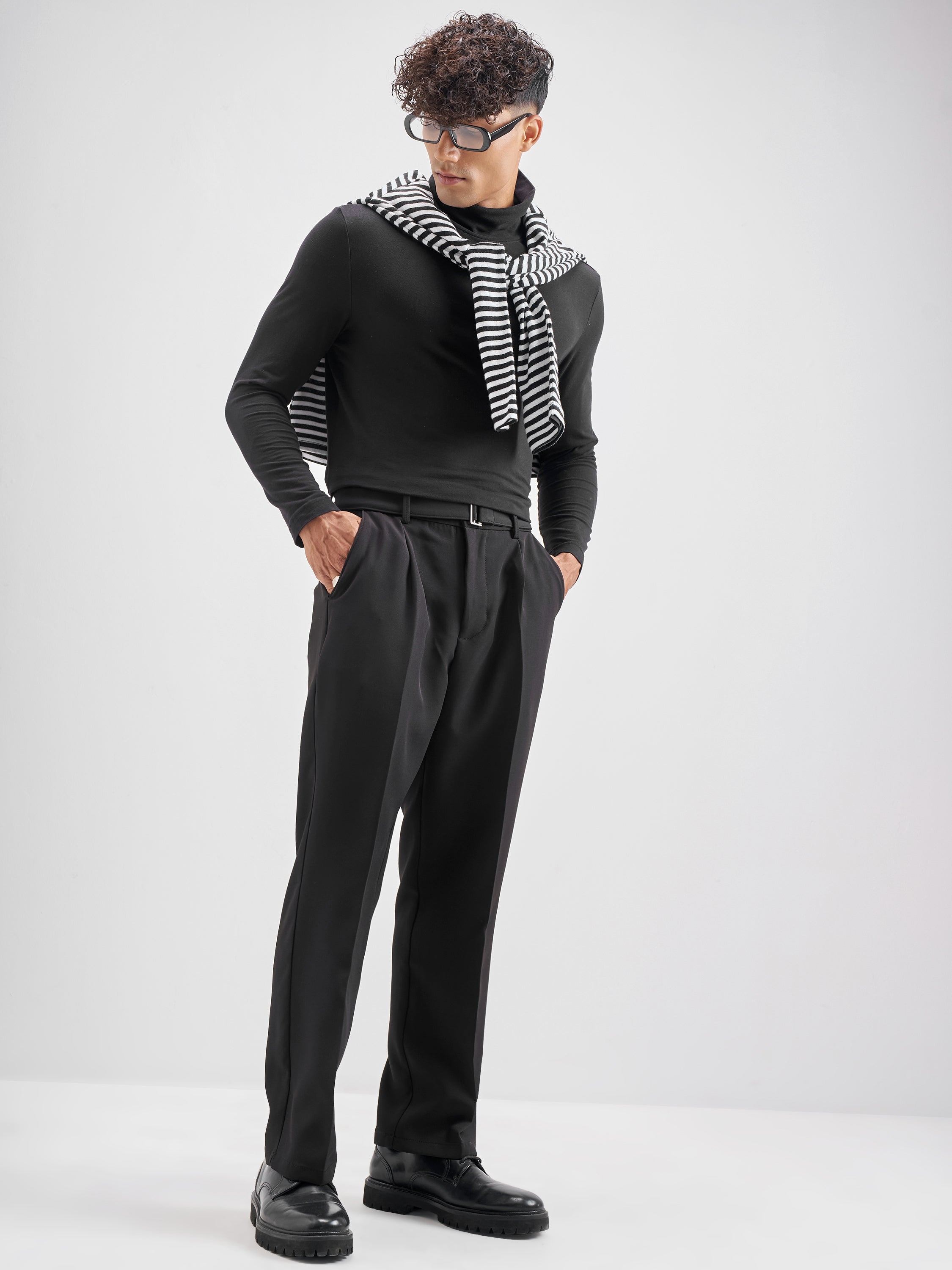 Highlander Men Black Solid Formal Trouser - Black - Image 2