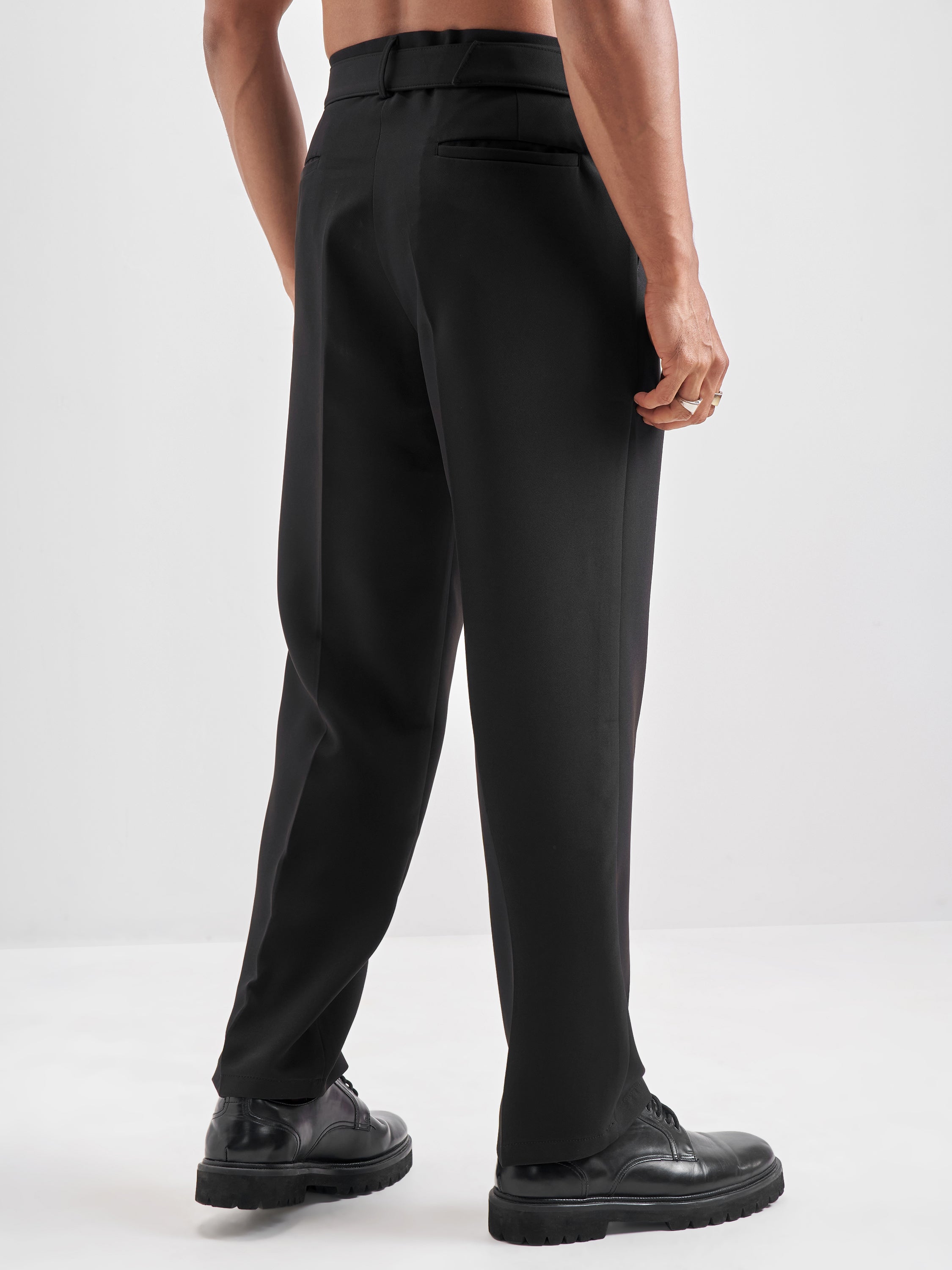 Highlander Men Black Solid Formal Trouser - Black - Image 3