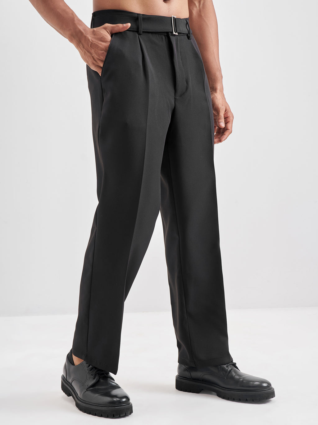 Highlander Men Black Solid Formal Trouser - Black - Image 6
