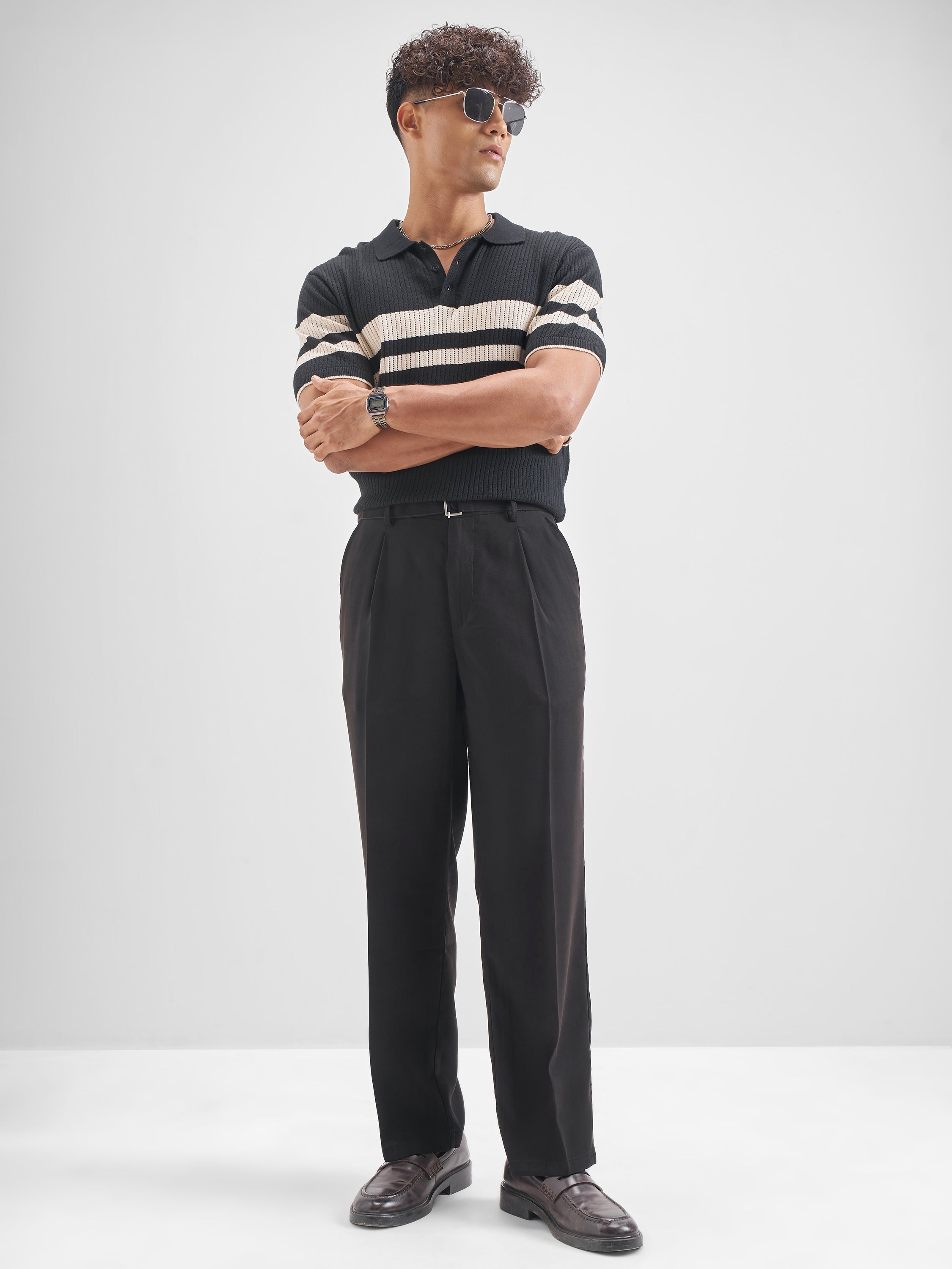 Highlander Men Black Solid Formal Trouser - Black - Image 2