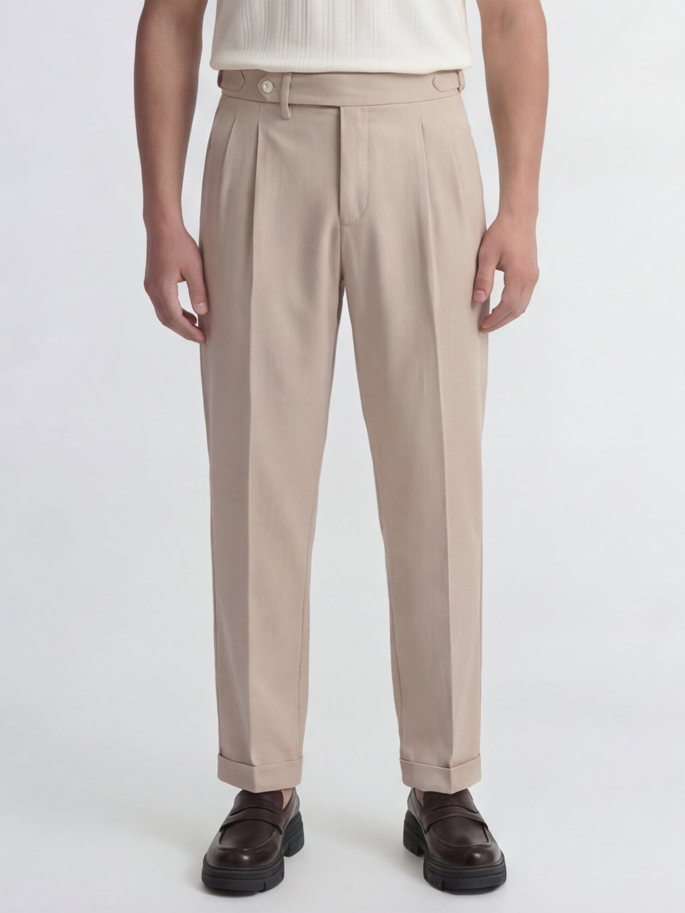 Highlander Men Tan Relaxed Fit Solid Regular Trouser - Tan - Image 1