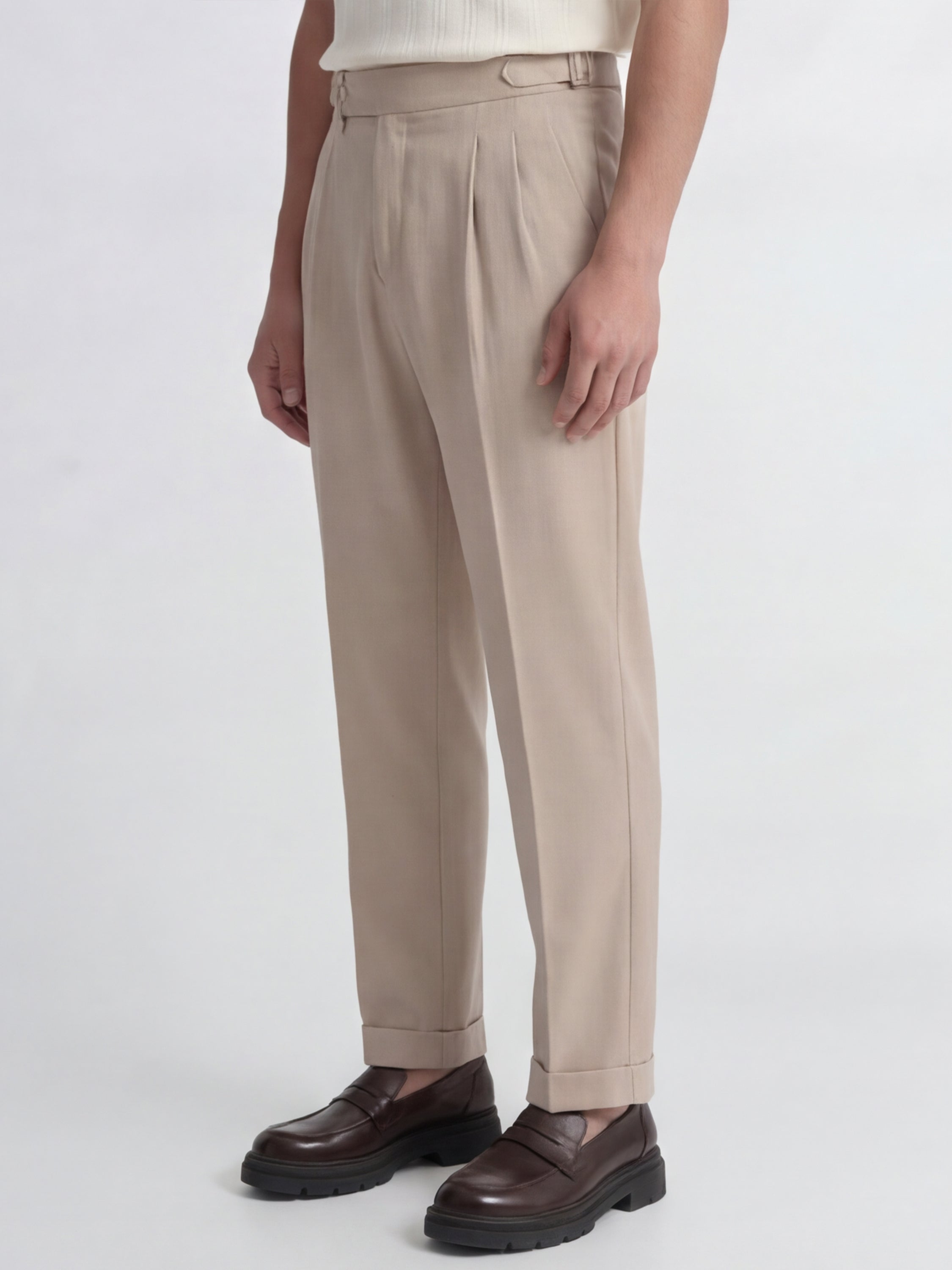Highlander Men Tan Relaxed Fit Solid Regular Trouser - Tan - Image 4