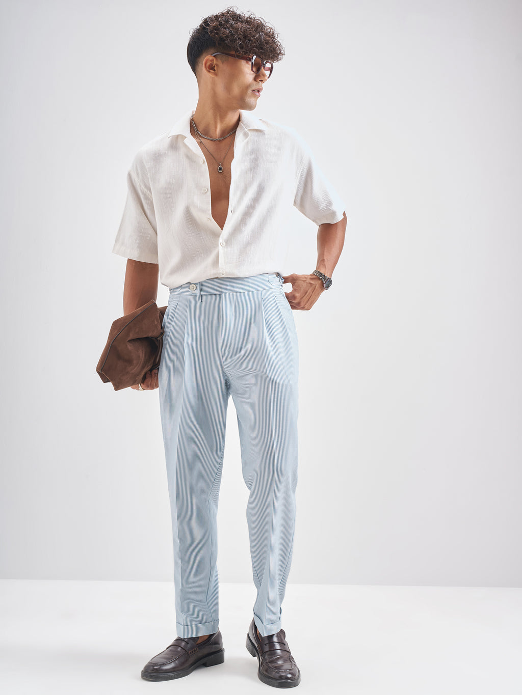 Highlander Men Blue Solid Formal Trouser - Blue - Image 2