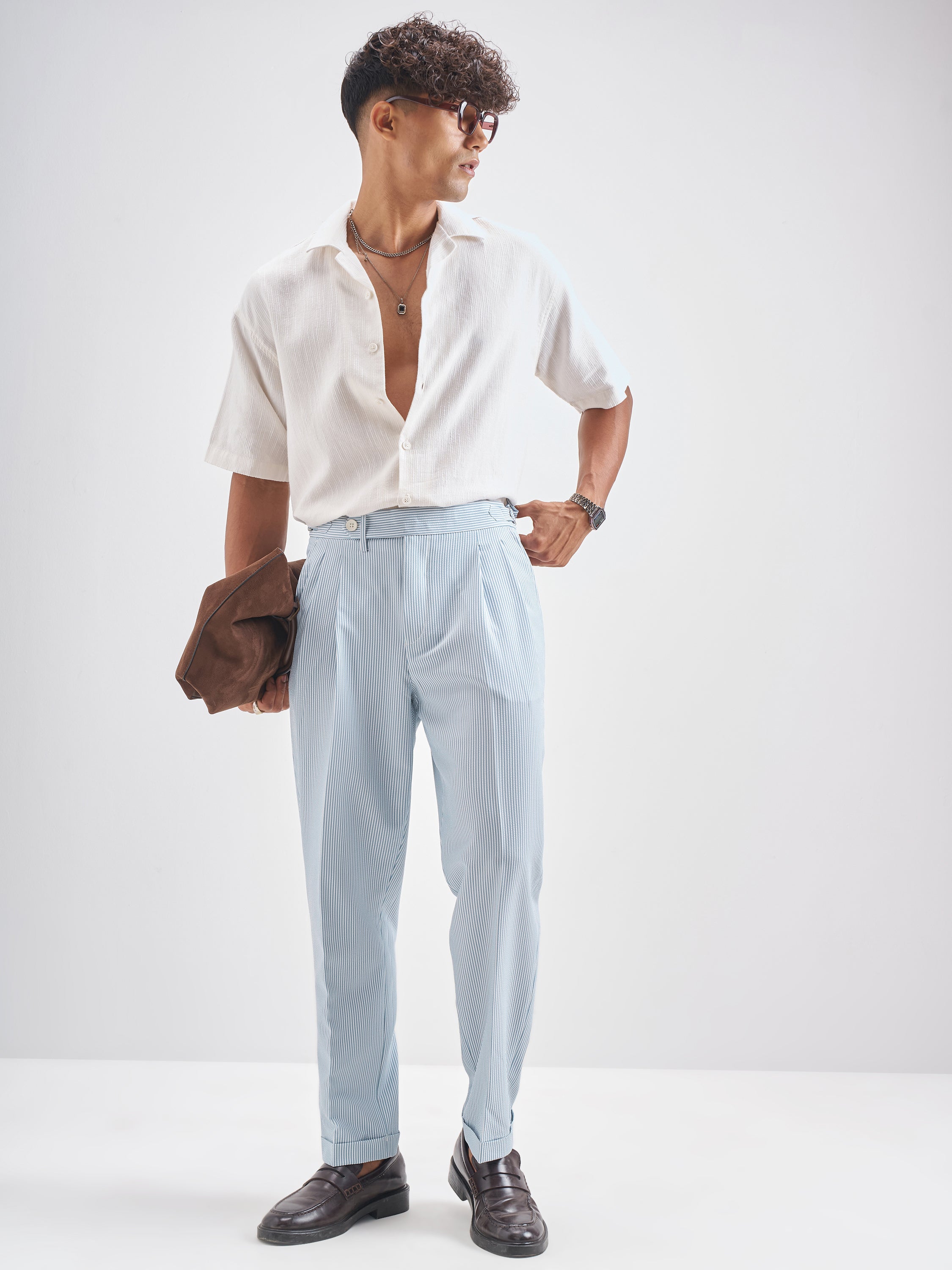 Highlander Men Blue Solid Formal Trouser - Blue - Image 2
