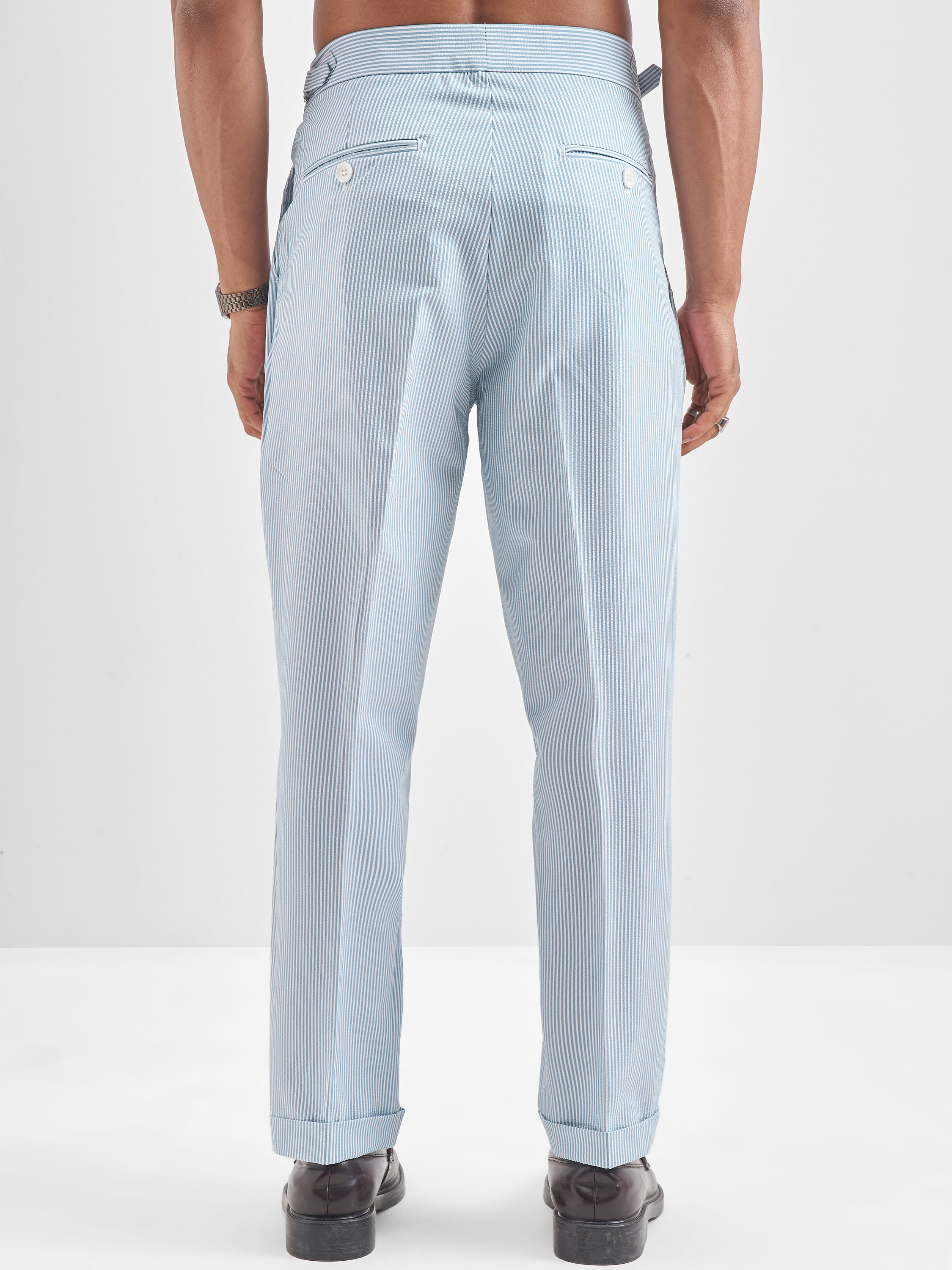 Highlander Men Blue Solid Formal Trouser - Blue - Image 3