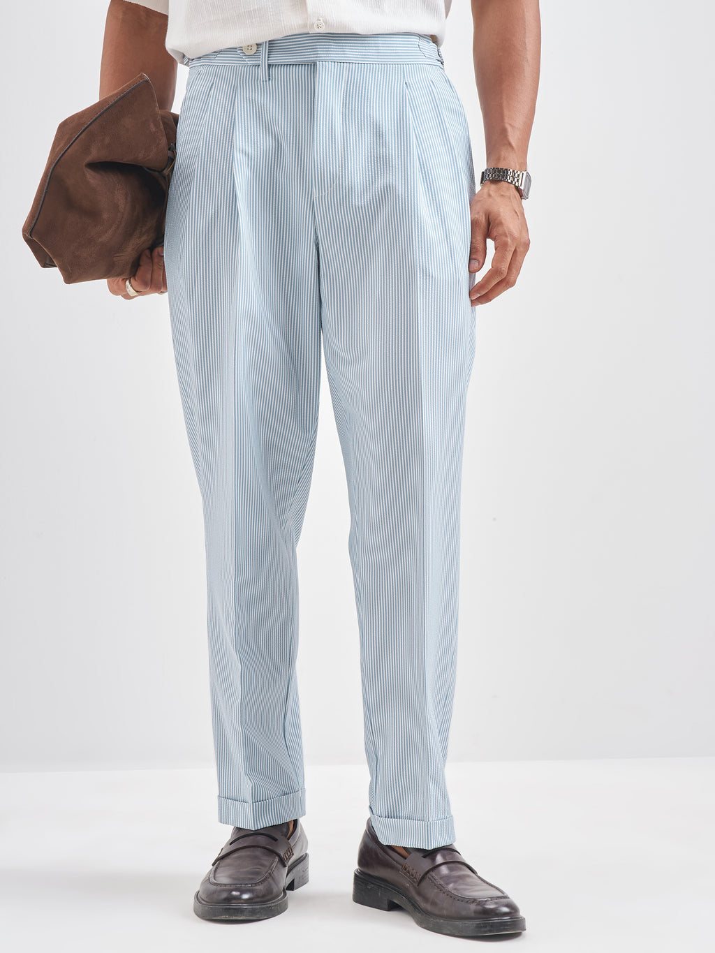 Highlander Men Blue Solid Formal Trouser - Blue - Image 4
