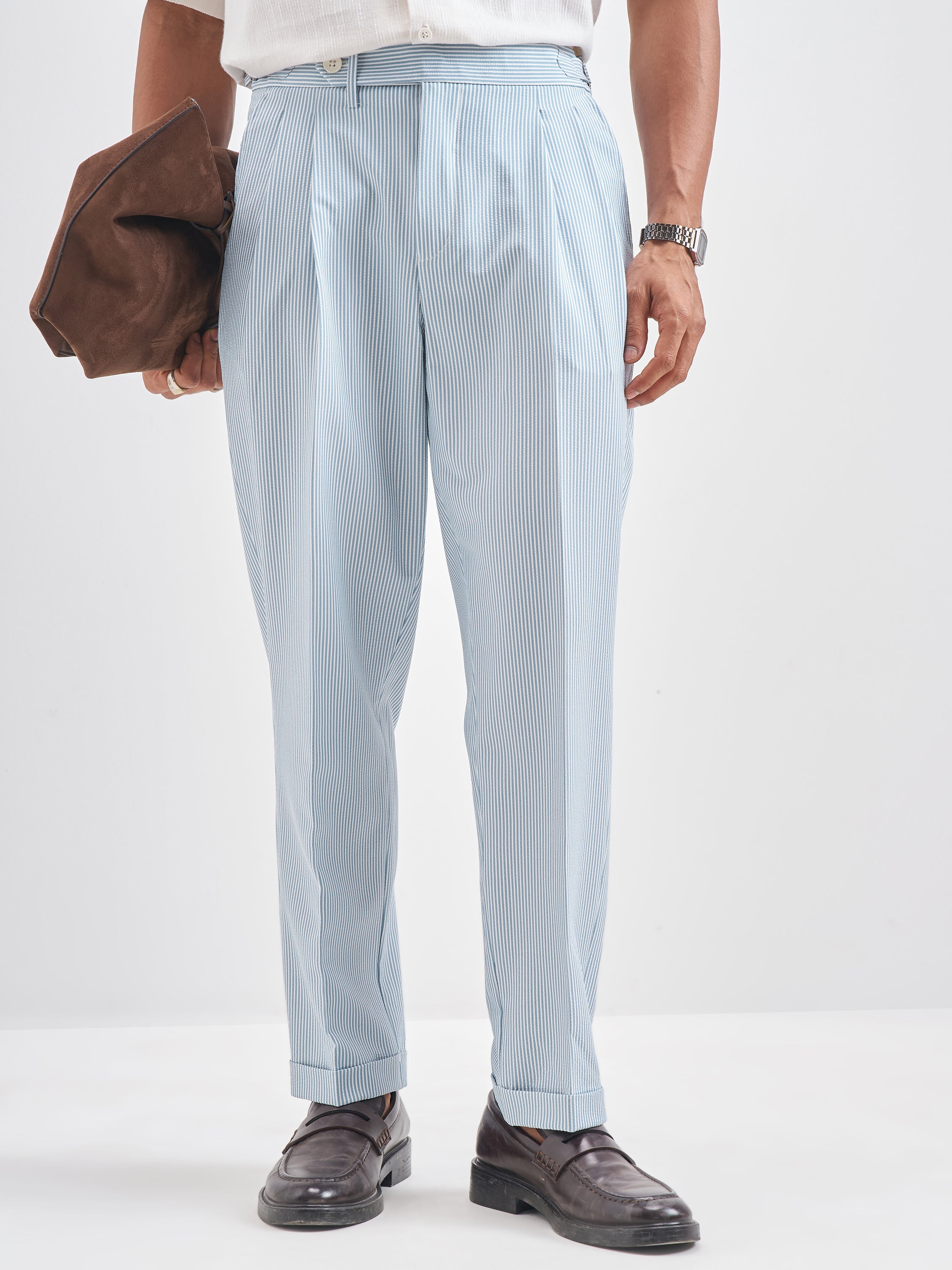 Highlander Men Blue Solid Formal Trouser - Blue - Image 4