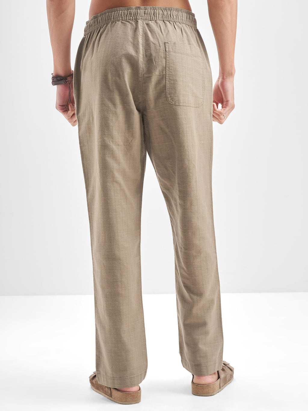 Highlander Men Taupe Regular Fit Solid Trouser - Taupe - Image 3