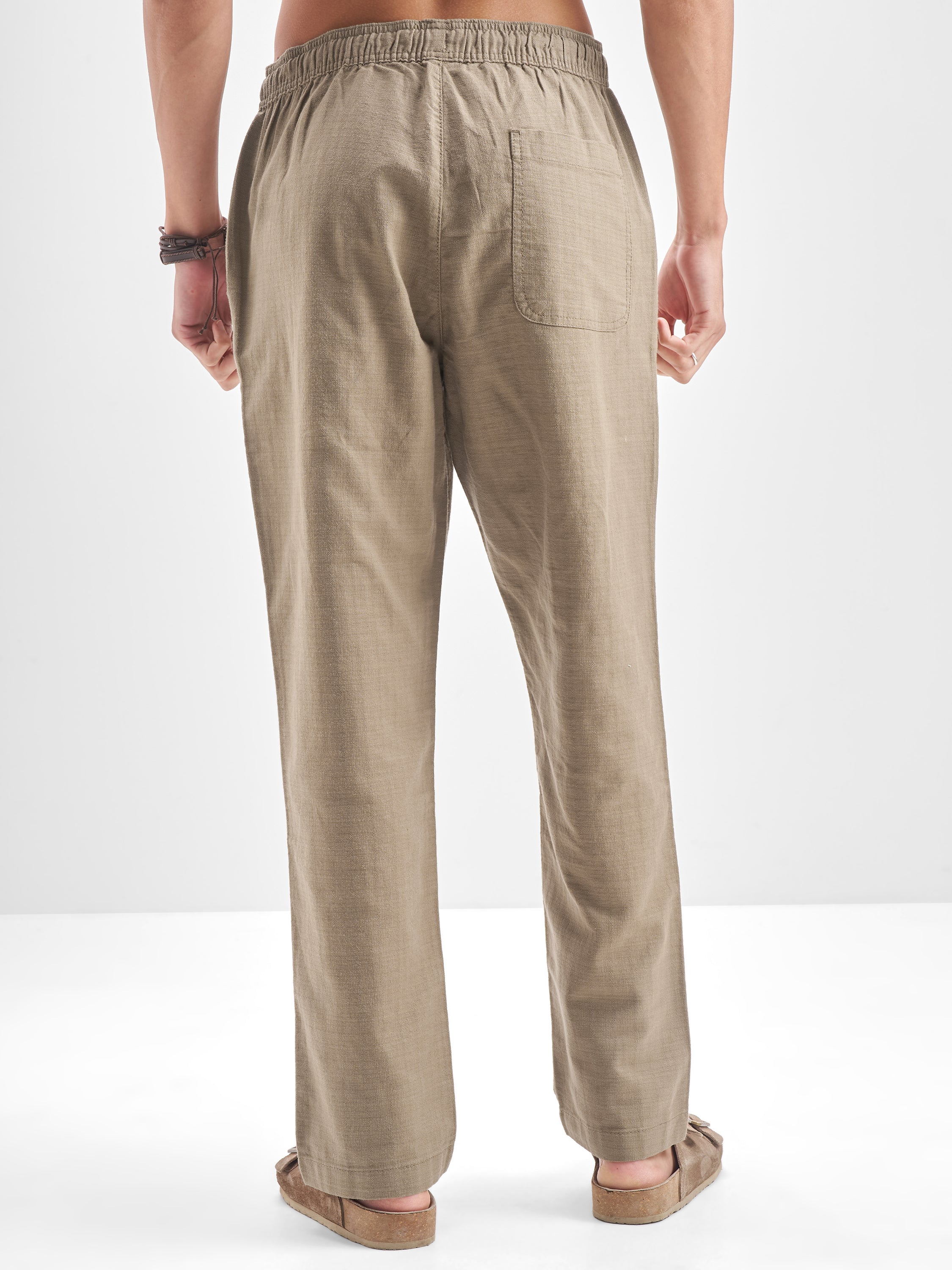 Highlander Men Taupe Regular Fit Solid Trouser - Taupe - Image 3
