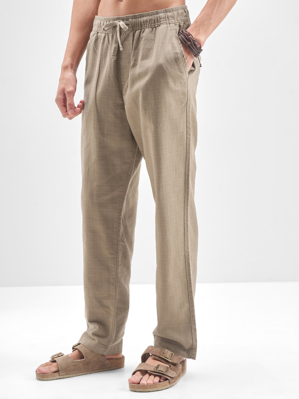Highlander Men Taupe Regular Fit Solid Trouser - Taupe - Image 4