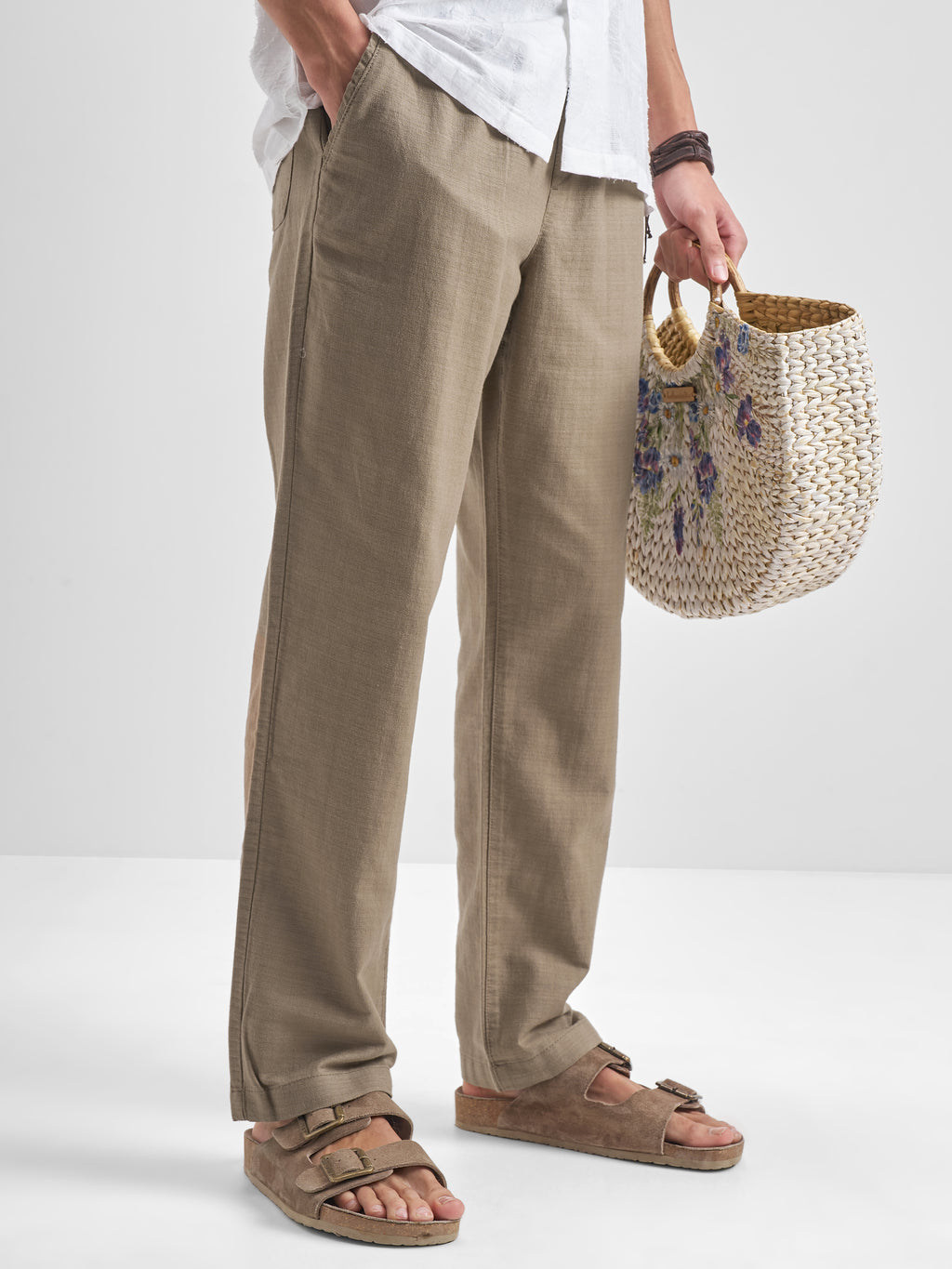 Highlander Men Taupe Regular Fit Solid Trouser - Taupe - Image 6