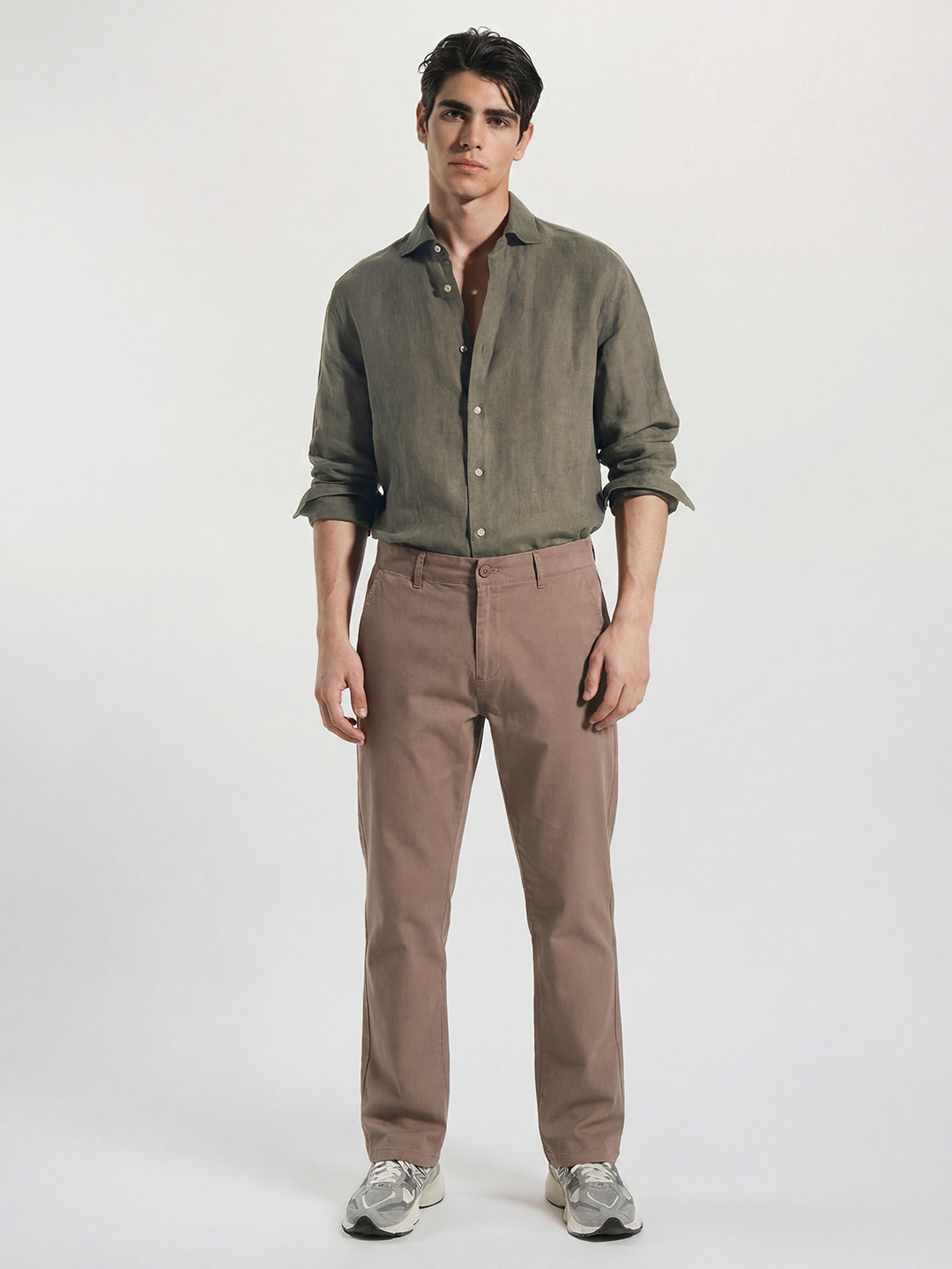 Highlander Men Brown Straight Fit Solid Chinos - Brown - Image 2