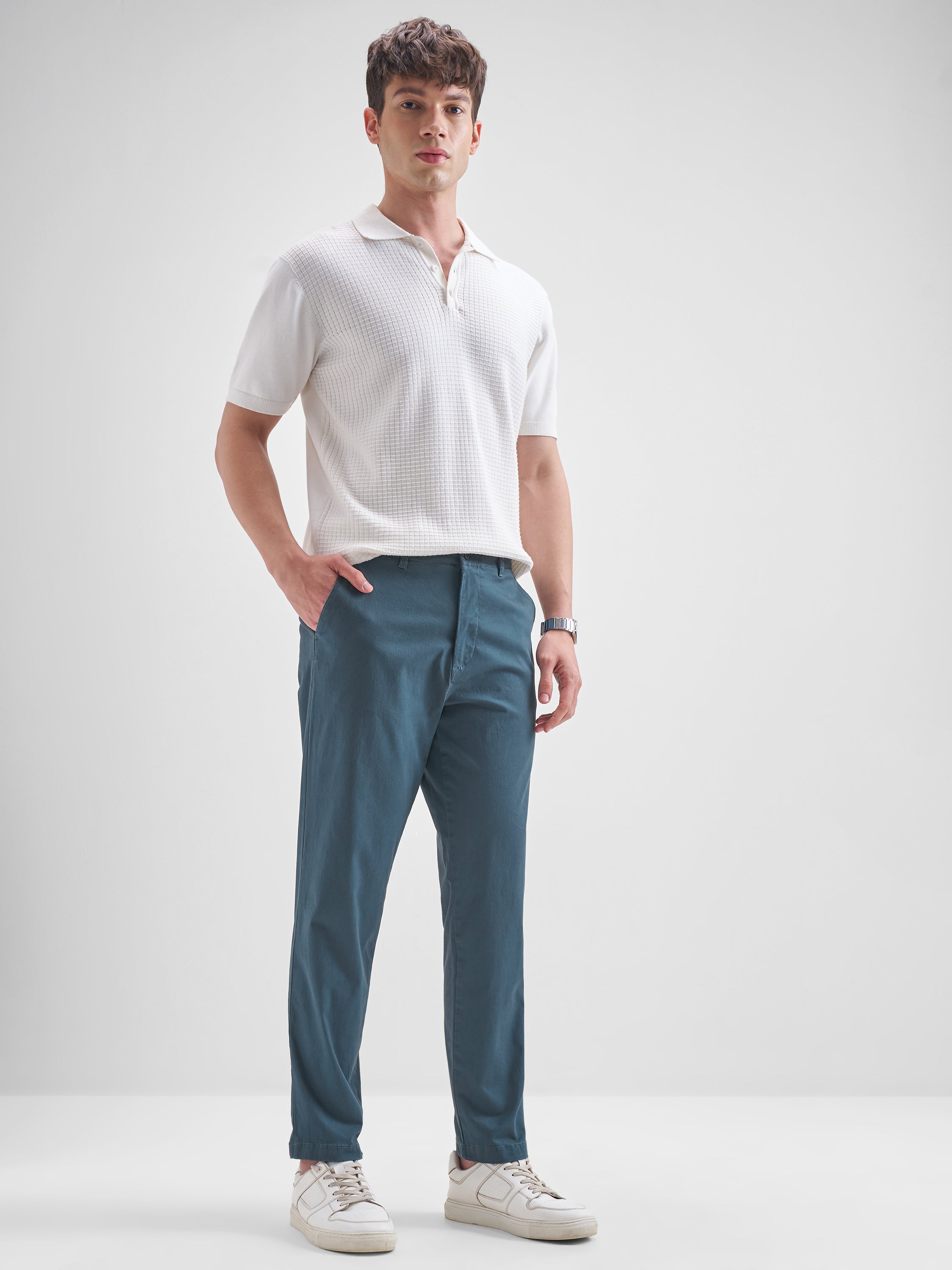 Highlander Men Blue Relaxed Fit Solid Regular Trouser - Blue - Image 2