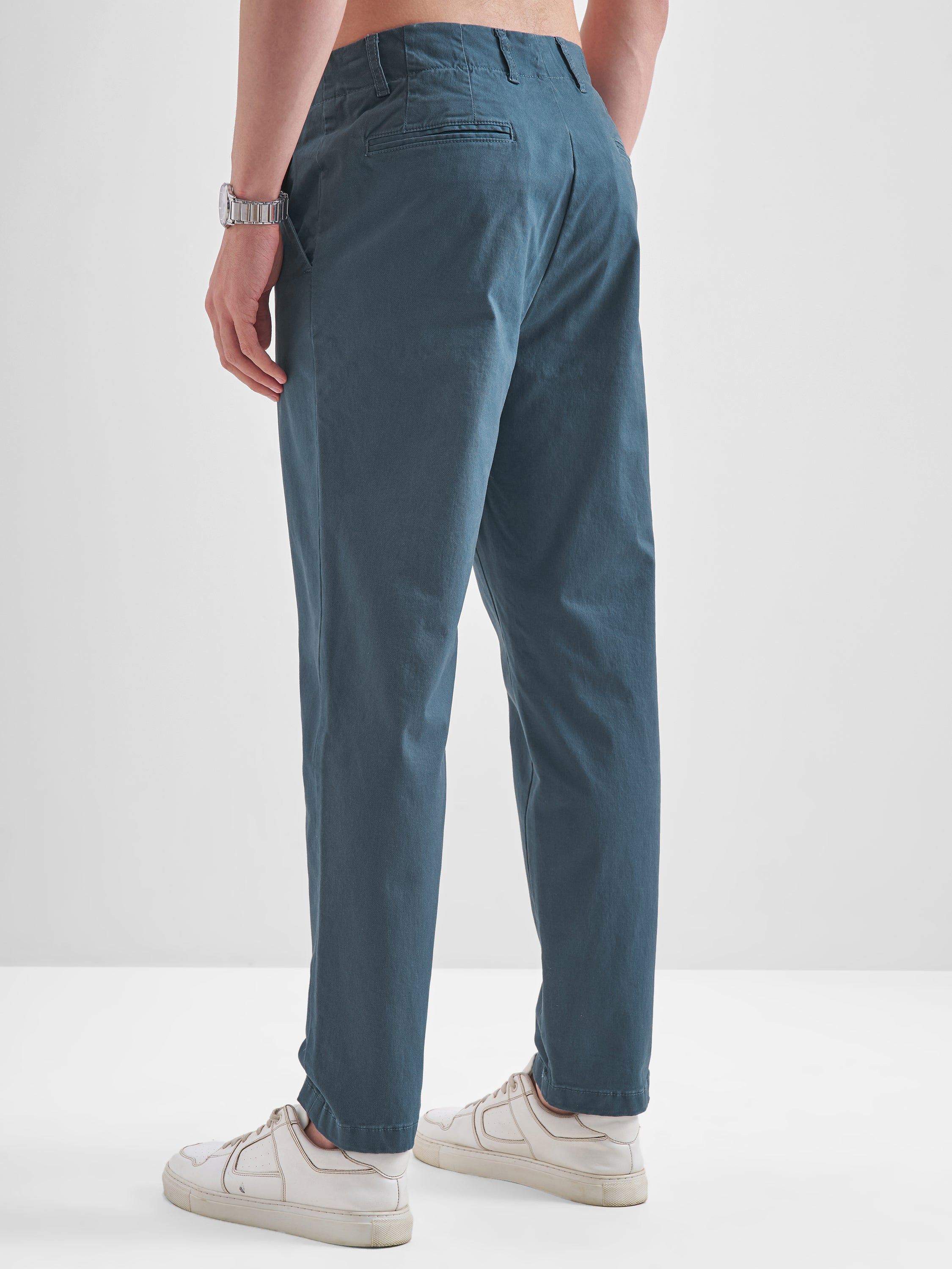 Highlander Men Blue Relaxed Fit Solid Regular Trouser - Blue - Image 3