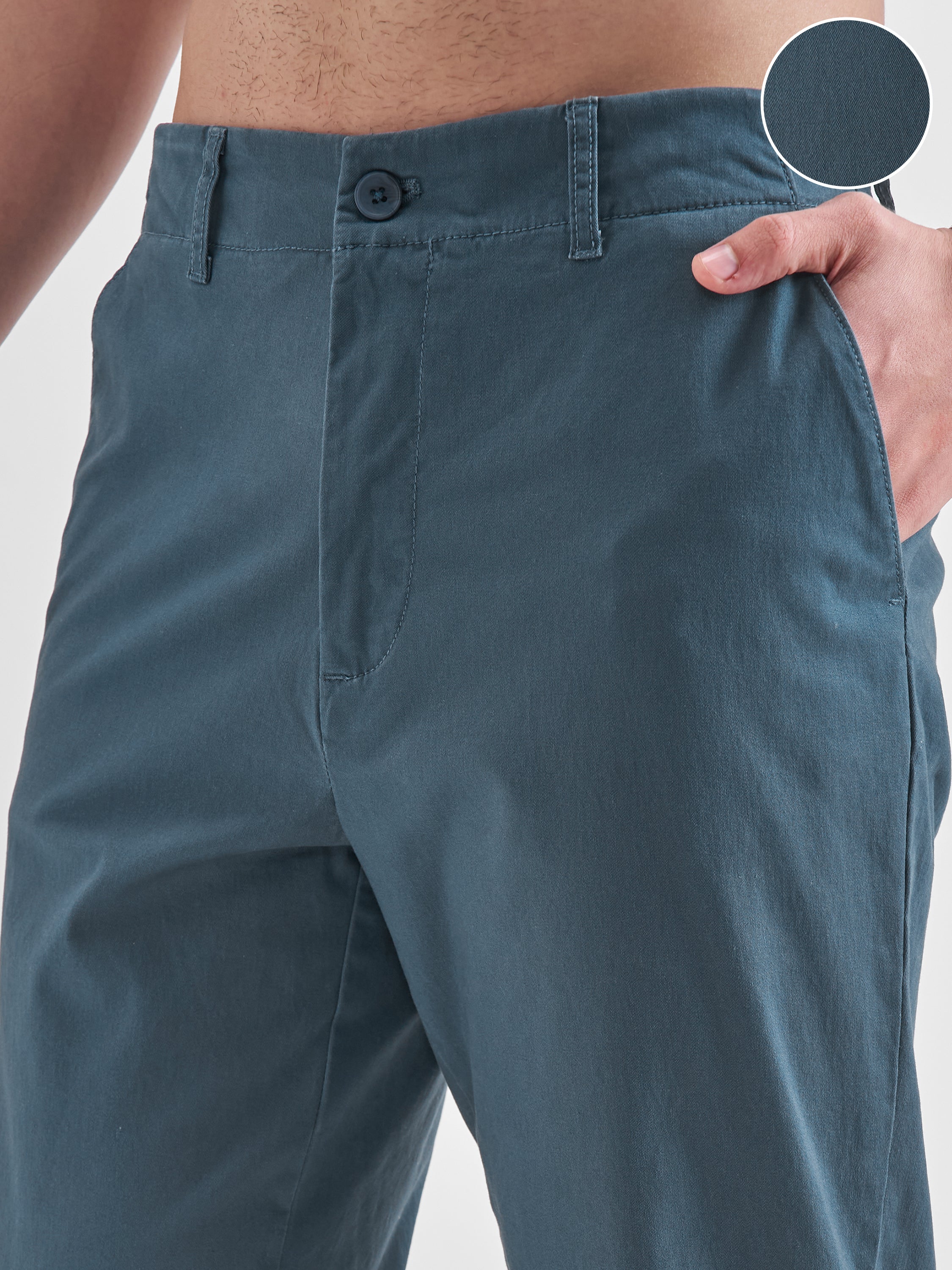 Highlander Men Blue Relaxed Fit Solid Regular Trouser - Blue - Image 5