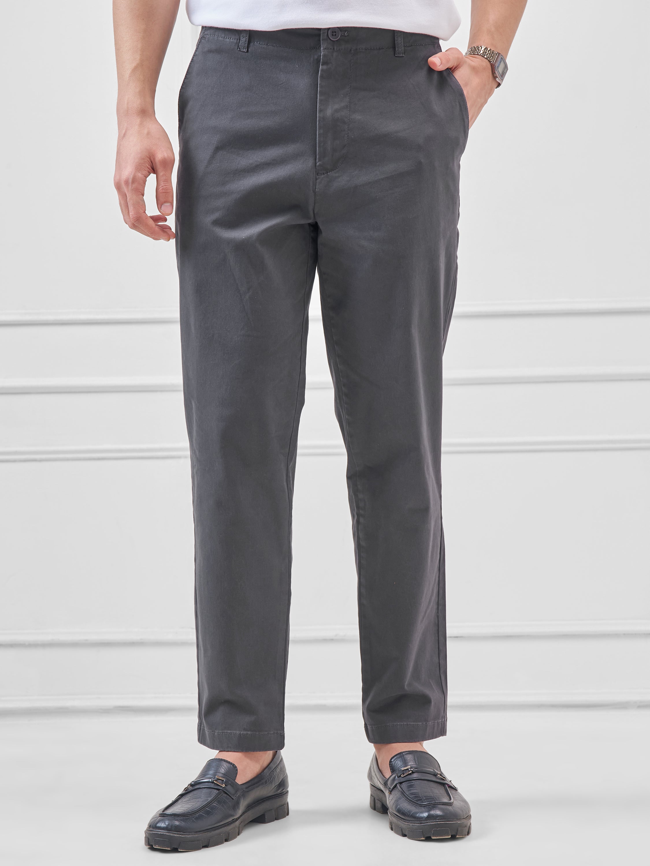 Highlander Men Black Relaxed Fit Solid Regular Trouser - Black - Image 1