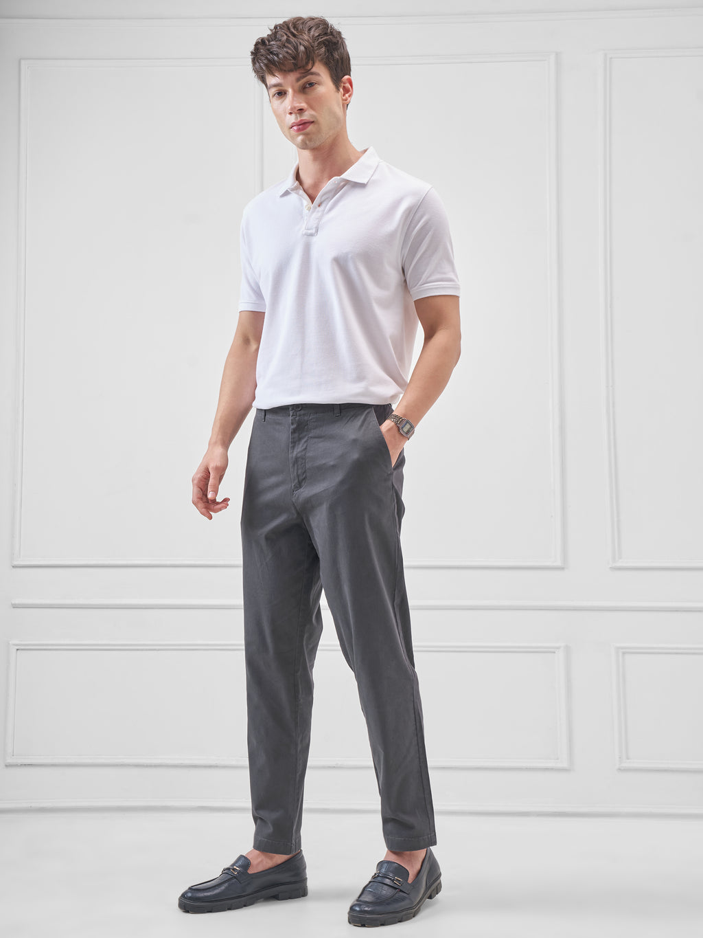 Highlander Men Black Relaxed Fit Solid Regular Trouser - Black - Image 2