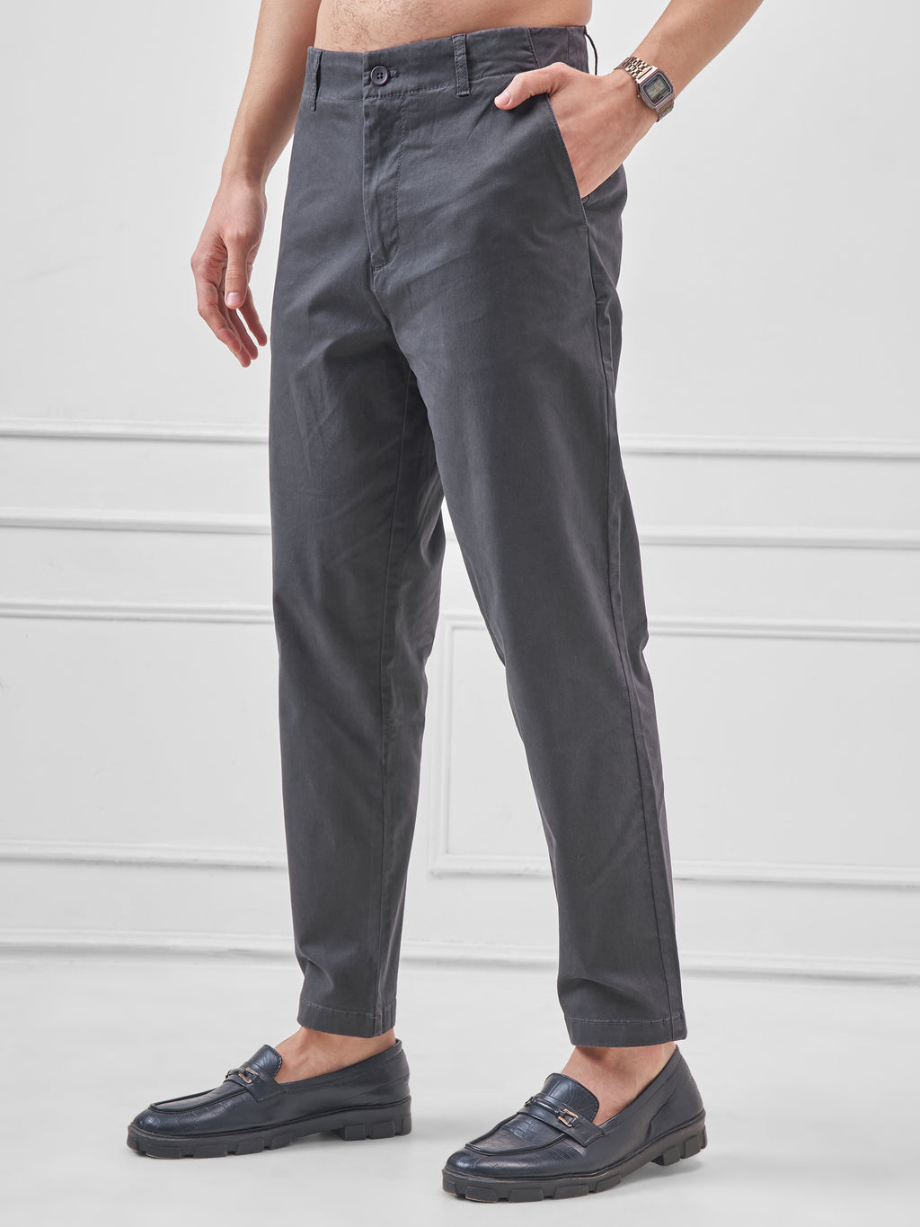 Highlander Men Black Relaxed Fit Solid Regular Trouser - Black - Image 4
