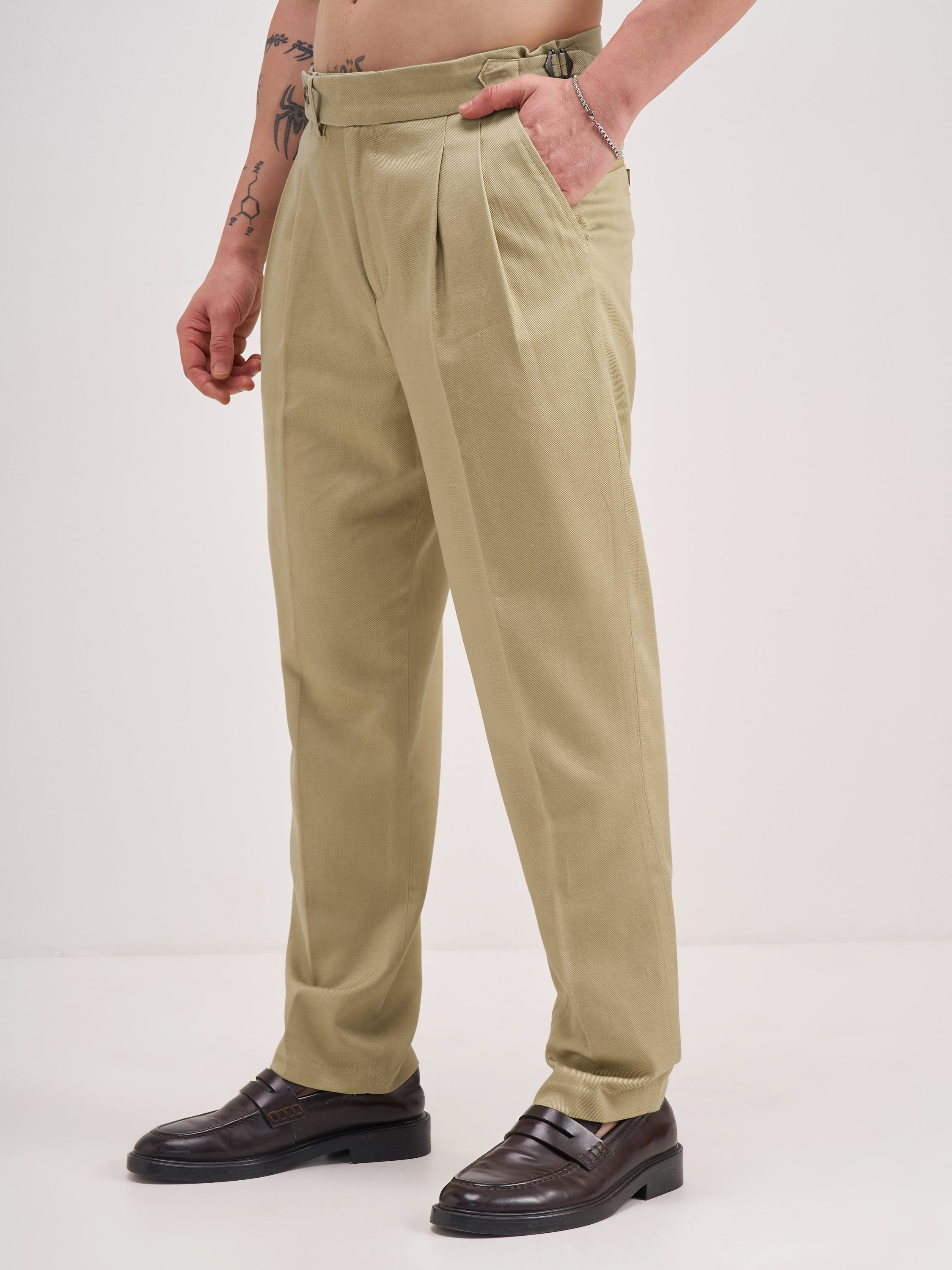Highlander Men Taupe Tapered Fit Solid Regular Trouser - Taupe - Image 4