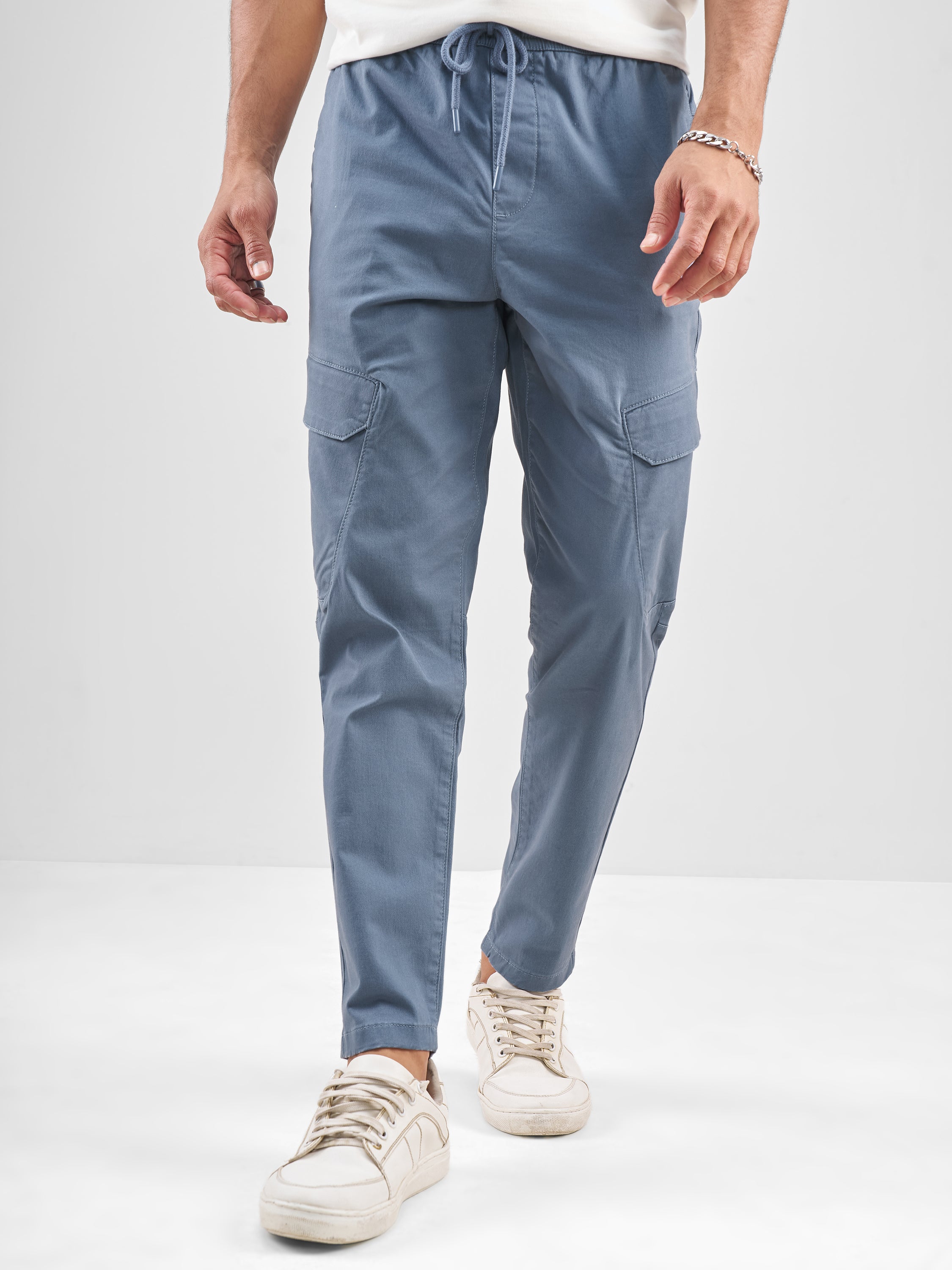 Highlander Men Blue Slim Fit Solid Regular Trouser - Blue - Image 1
