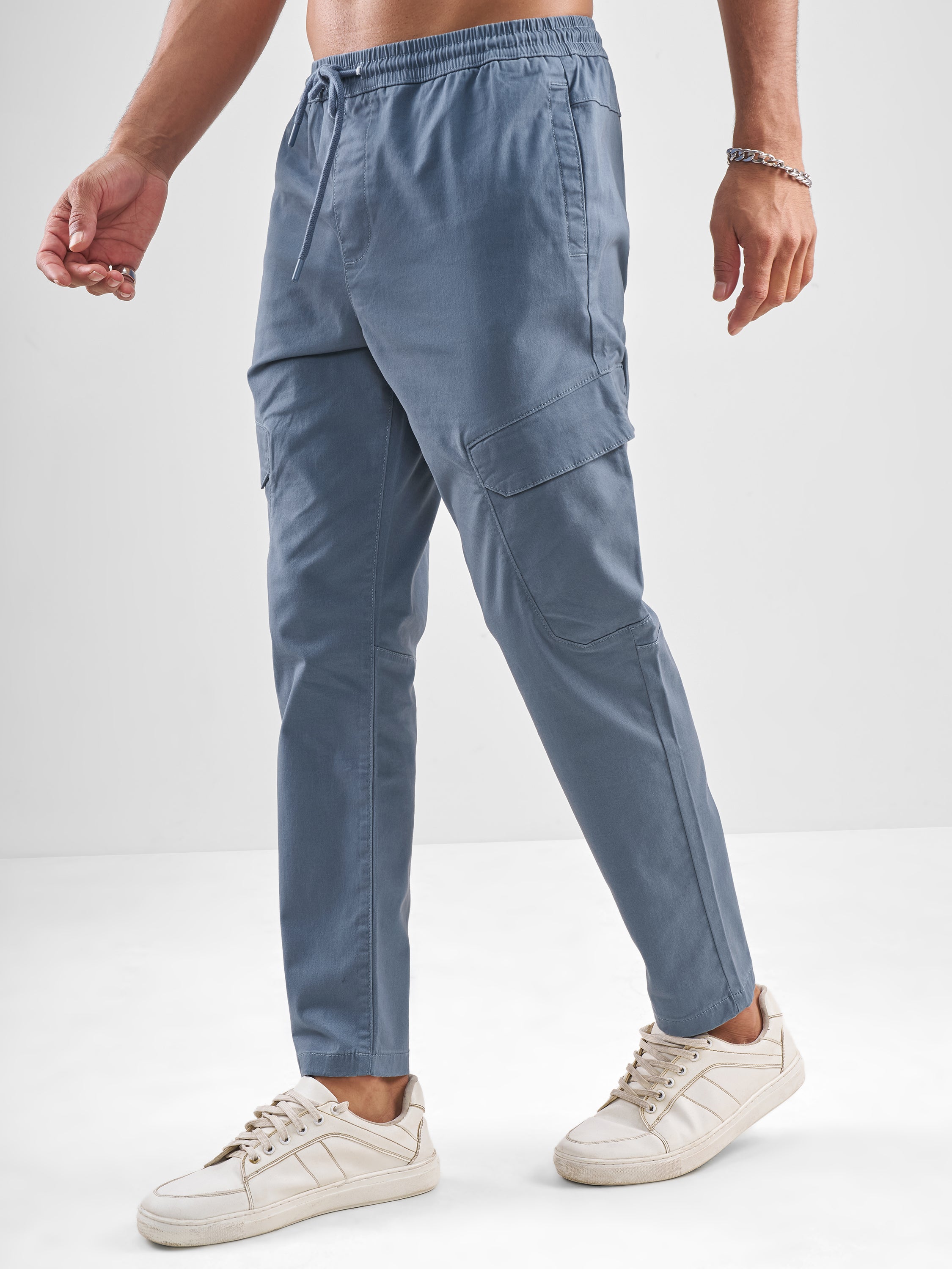 Highlander Men Blue Slim Fit Solid Regular Trouser - Blue - Image 4
