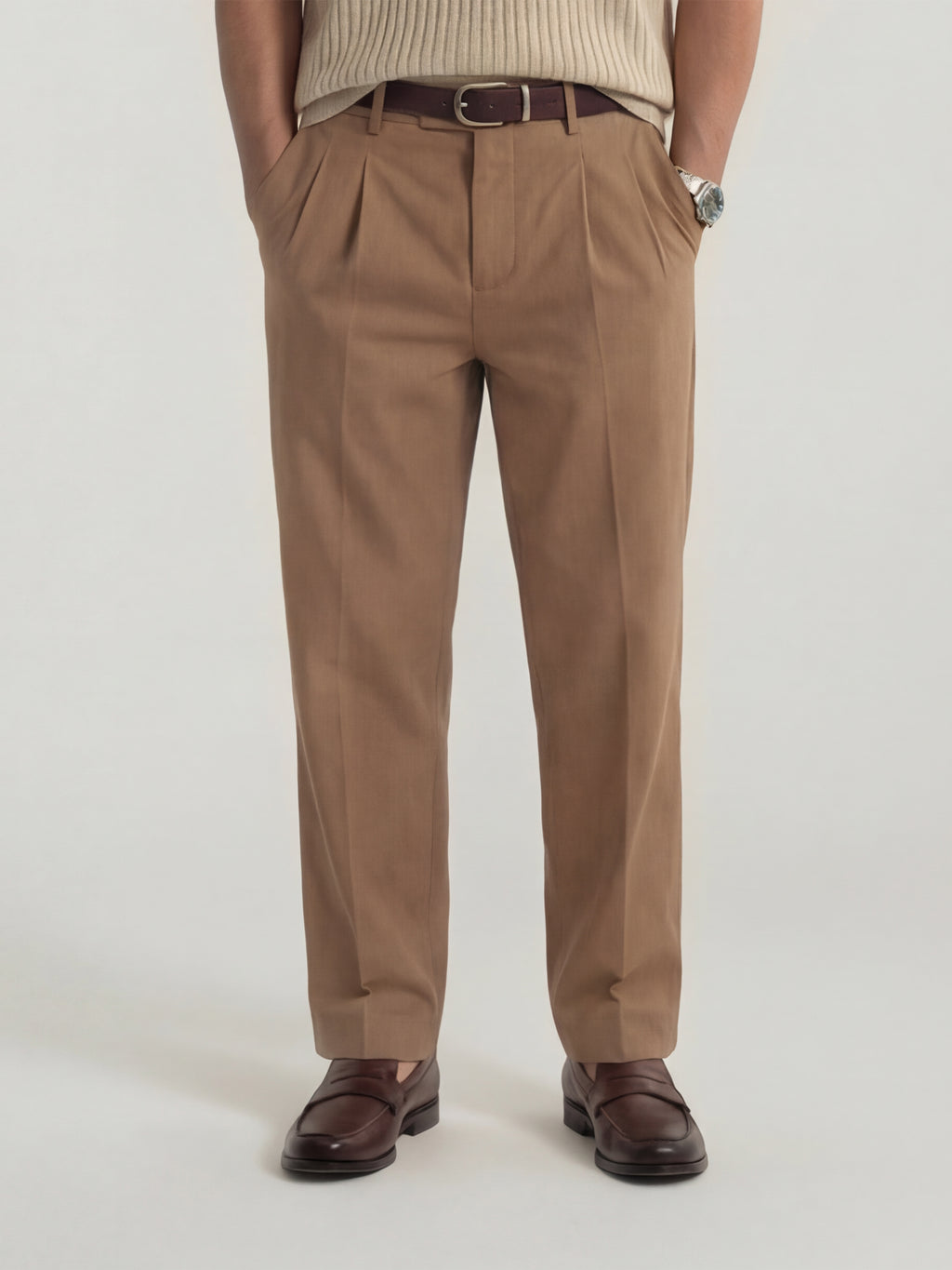 Highlander Men Brown Relaxed Fit Solid Regular Trouser - Brown - Image 1