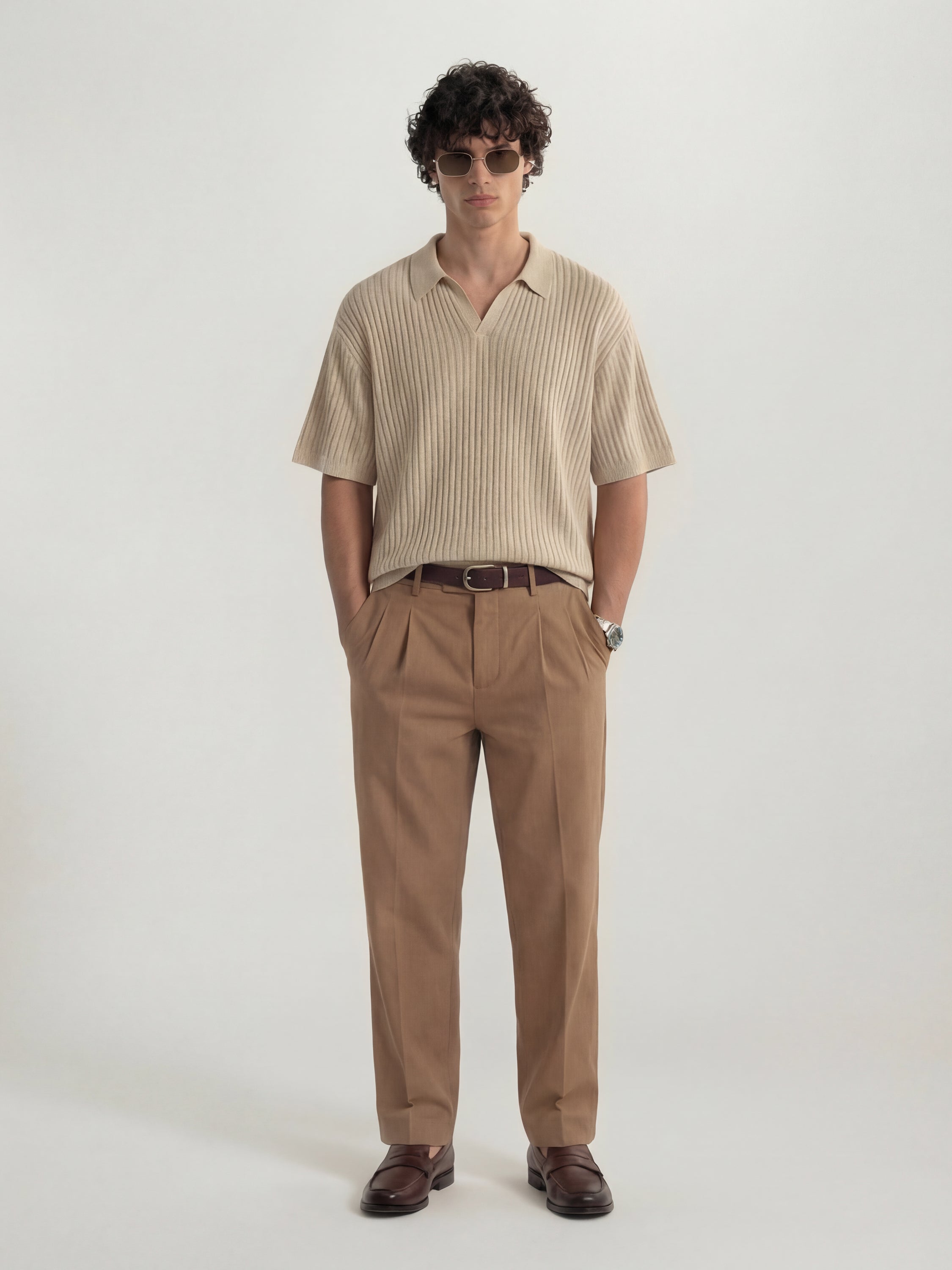 Highlander Men Brown Relaxed Fit Solid Regular Trouser - Brown - Image 2